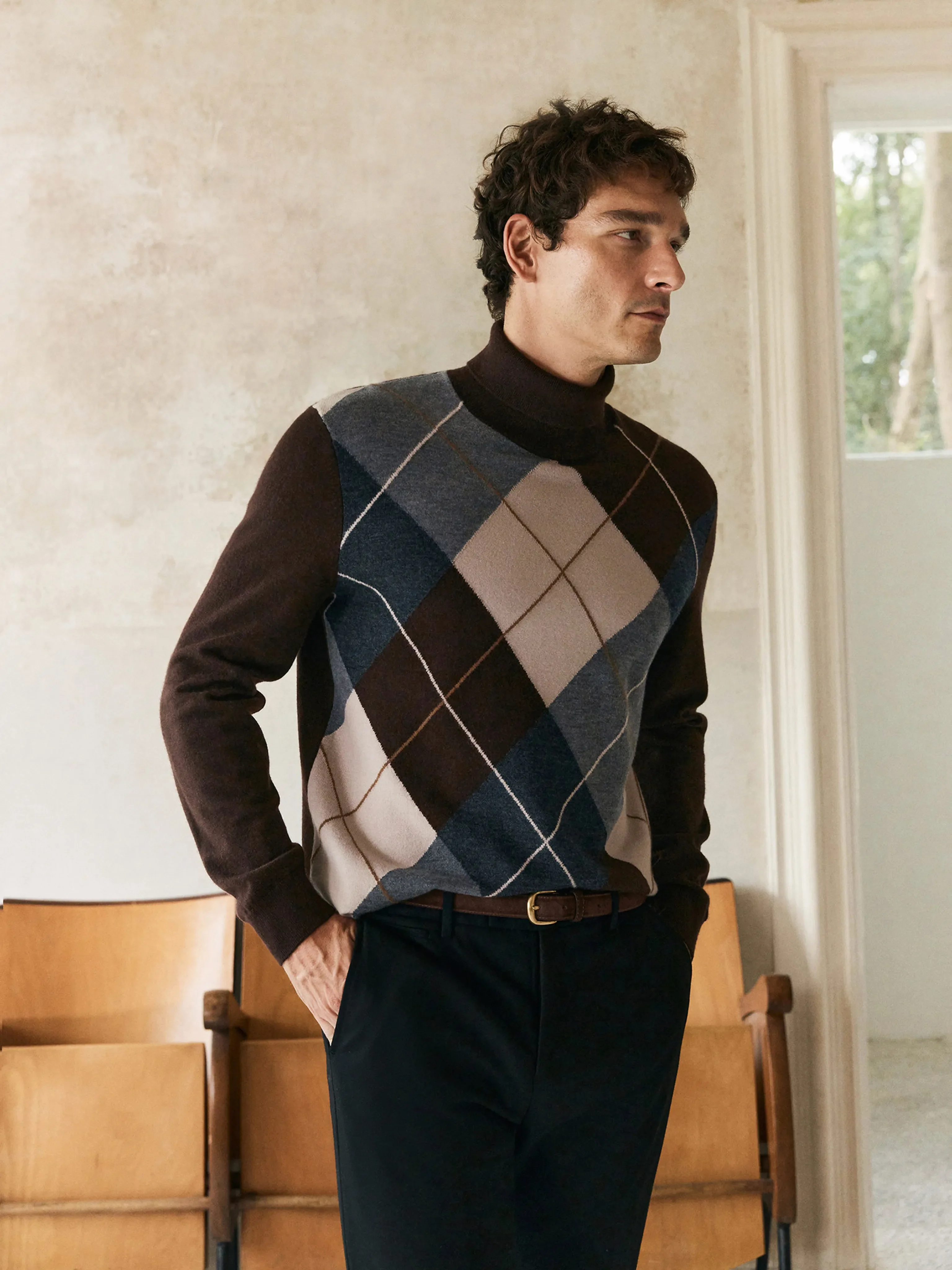Tasmanian Wool Argyle Turtleneck - Image 6