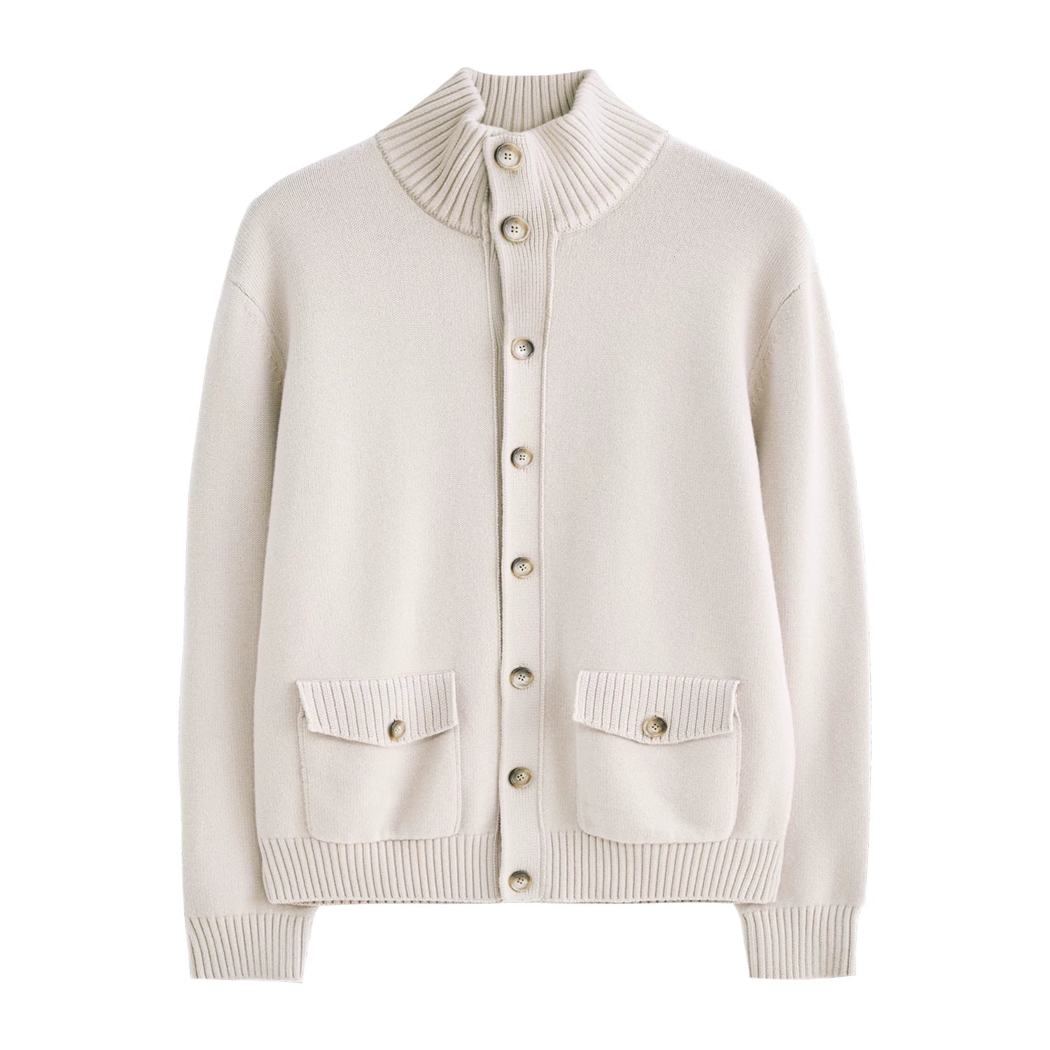 Tasmanian Wool Stand-Collar Knit Cardigan - Image 6