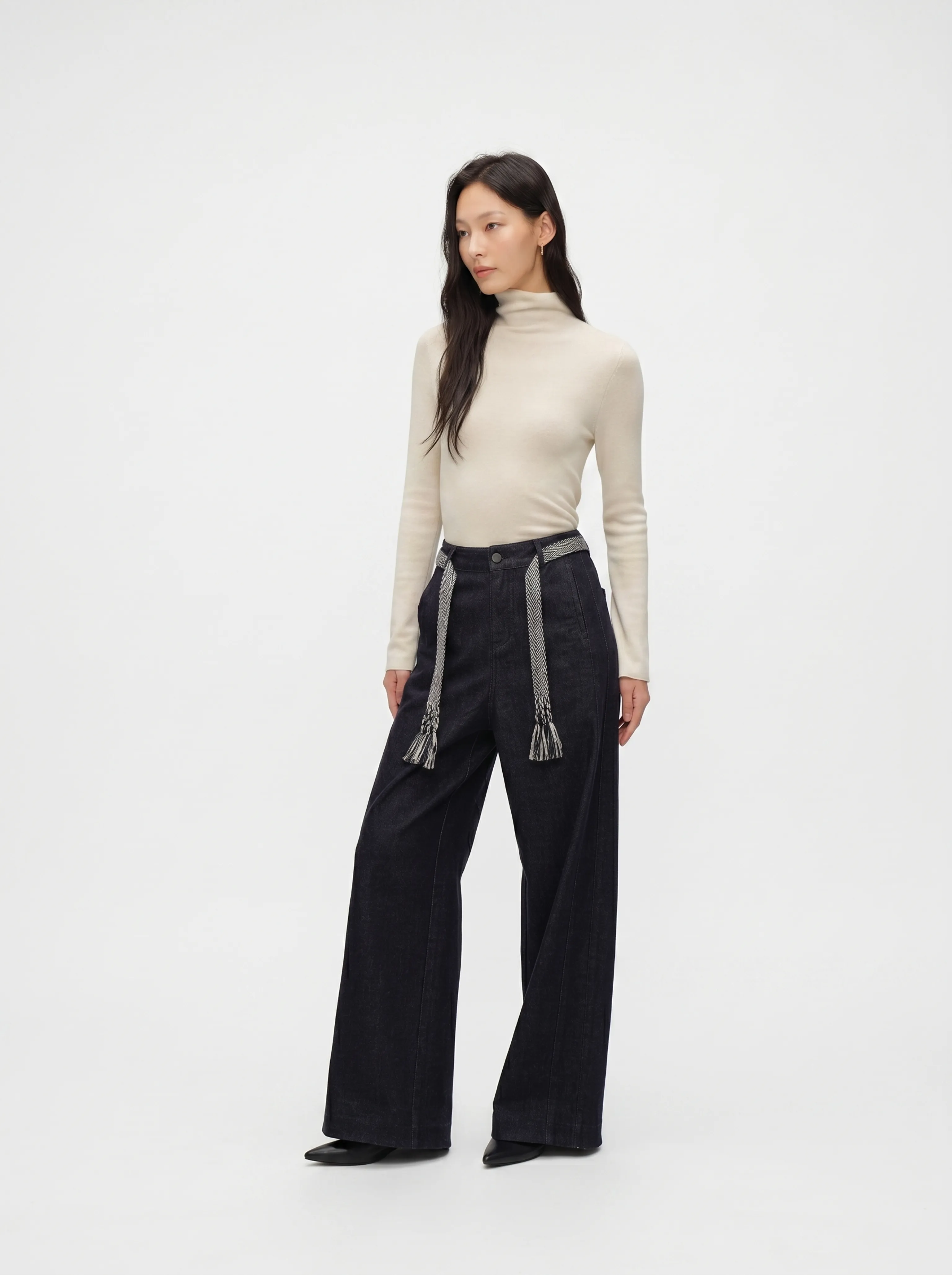 Tassel Belt Wide-Leg Jeans - Image 3