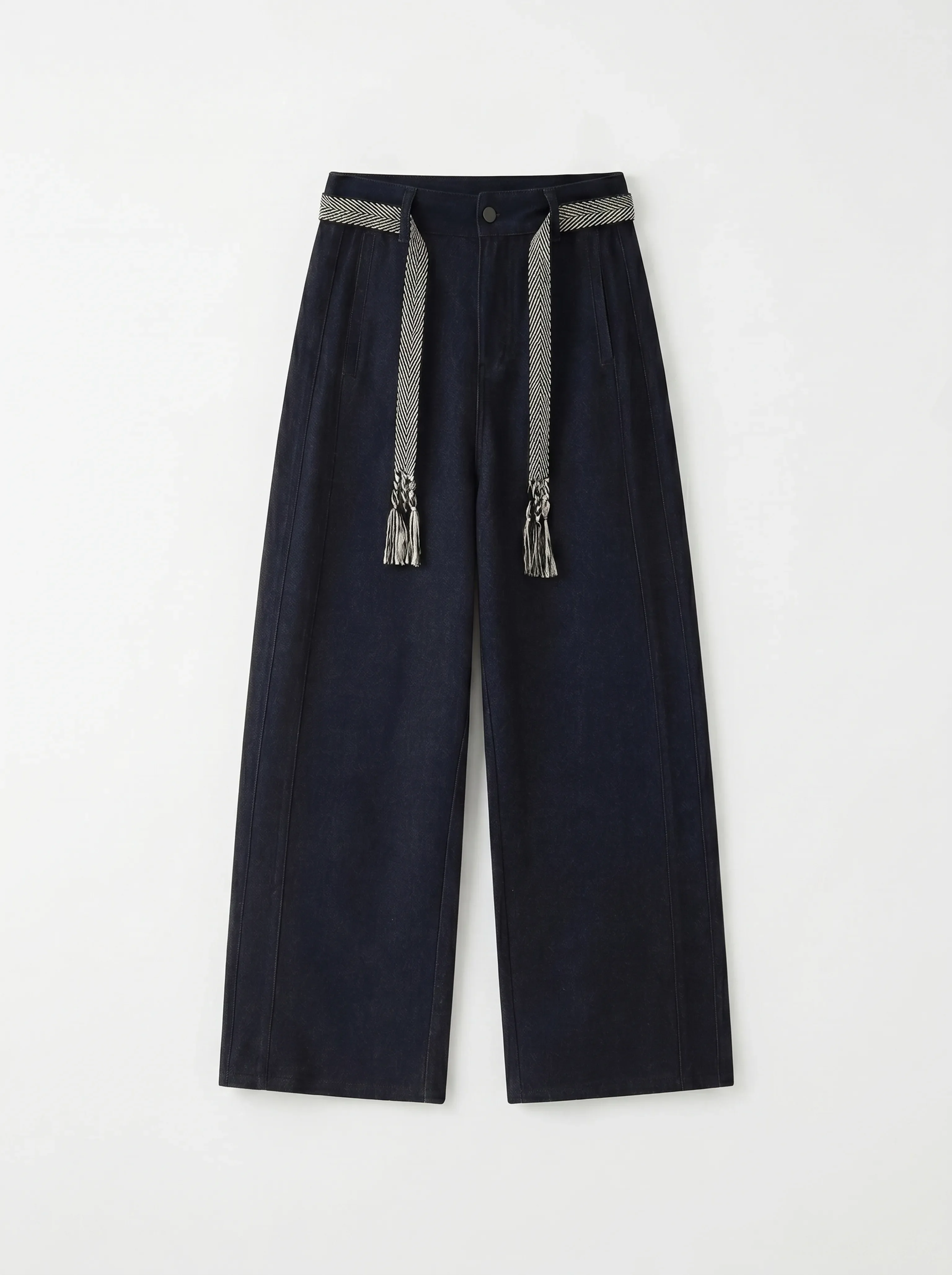 Tassel Belt Wide-Leg Jeans - Image 4