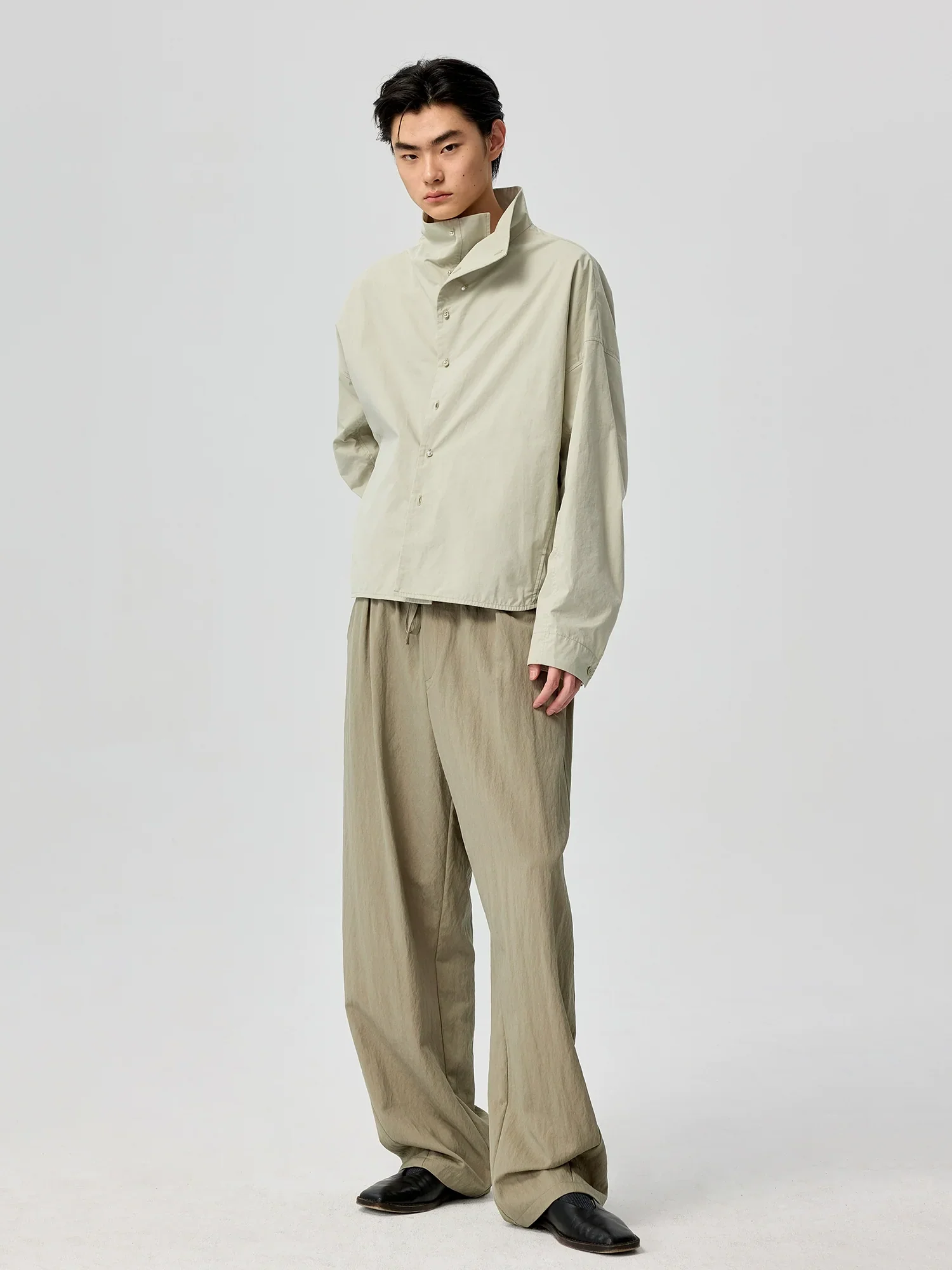 Tencel-Blend Curved Wide-Leg Trousers - Image 2