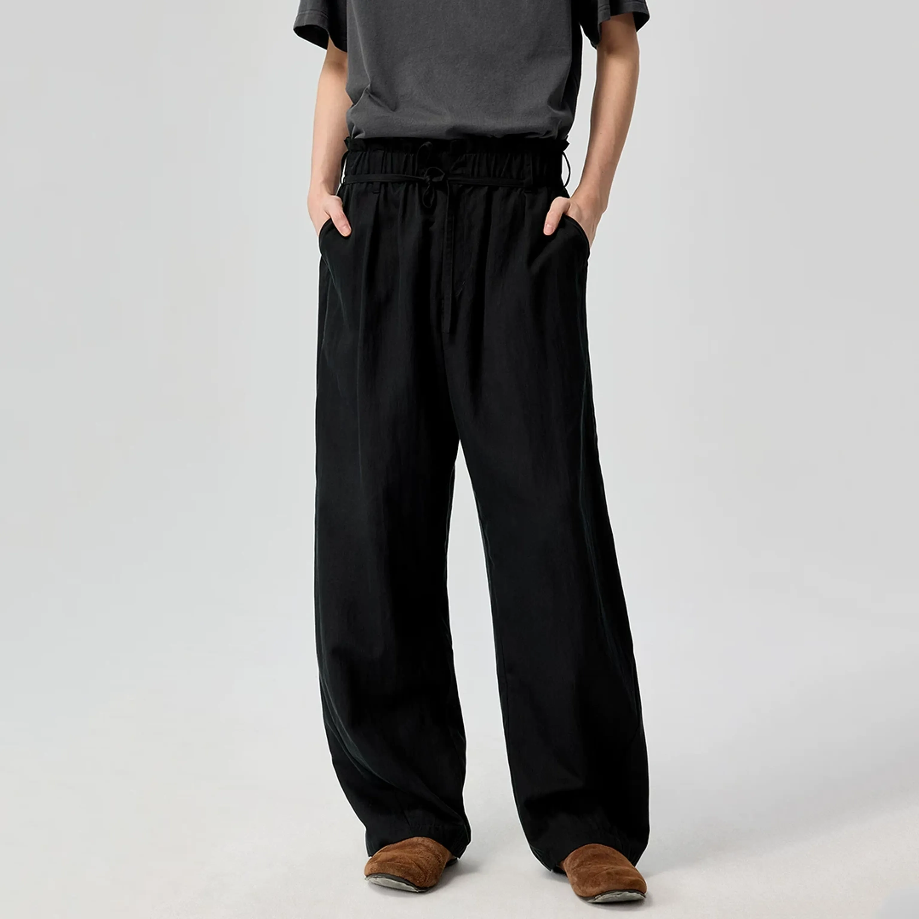 Tencel-Blend Curved Wide-Leg Trousers - Image 6