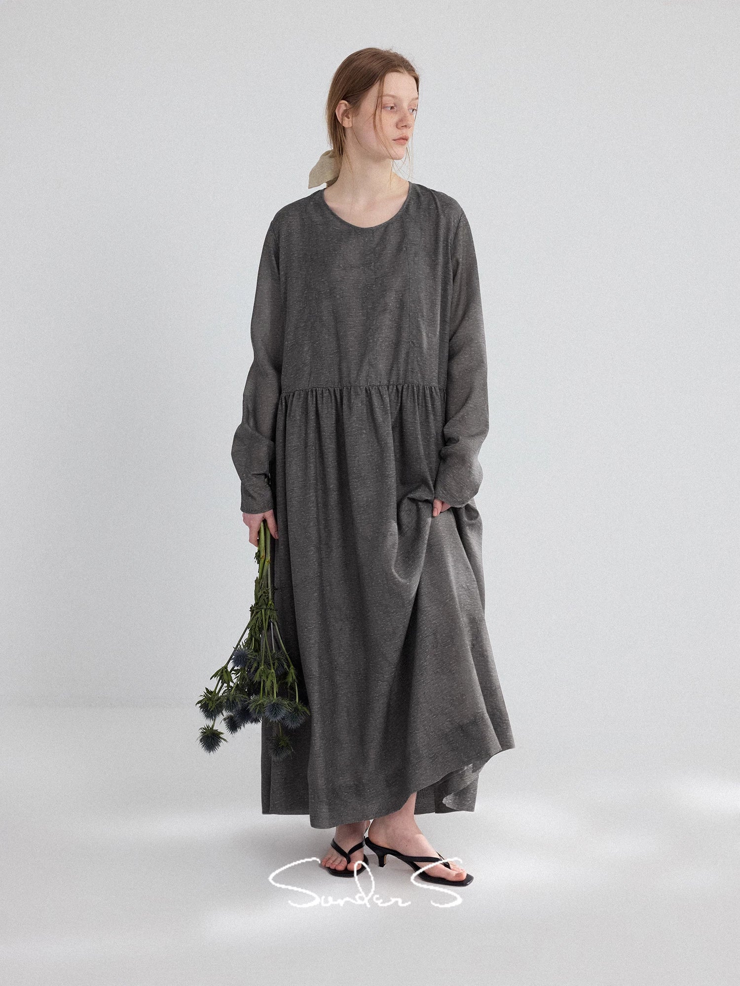 Tencel Textured Drop-Waist Maxi Dress - Image 5