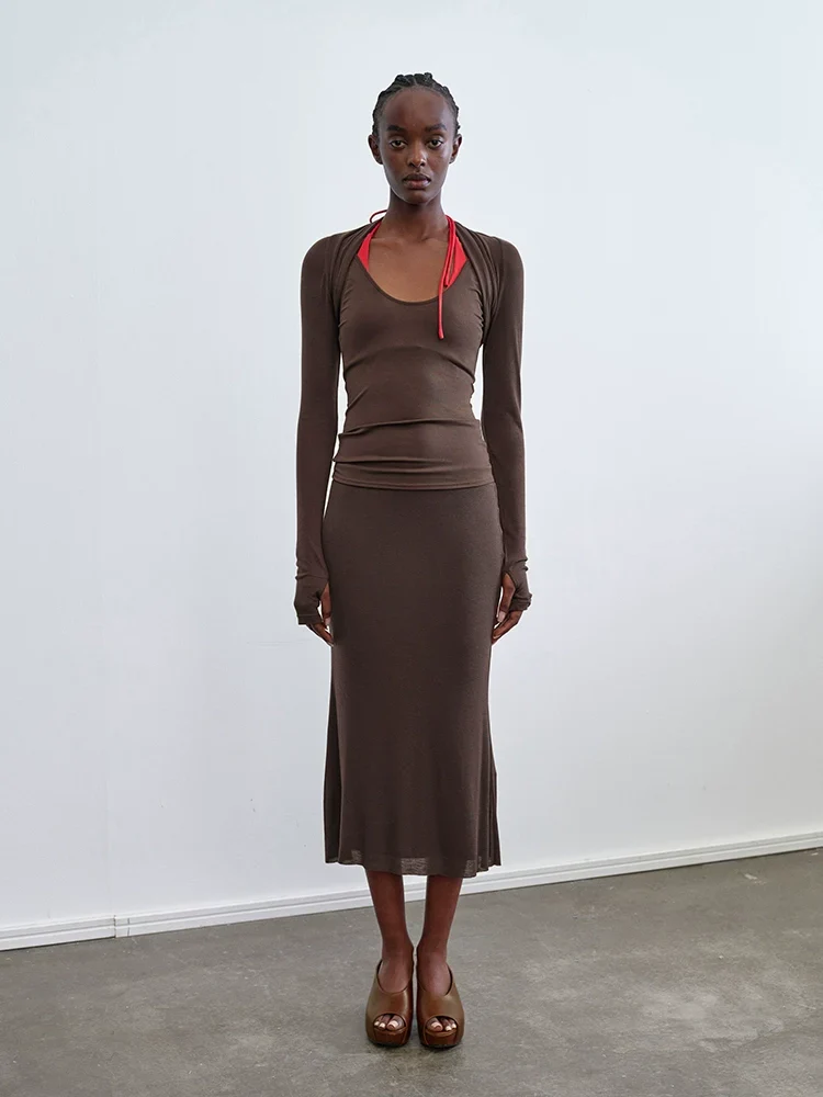 Tencel Wool Slim Knit Shrug - Image 3