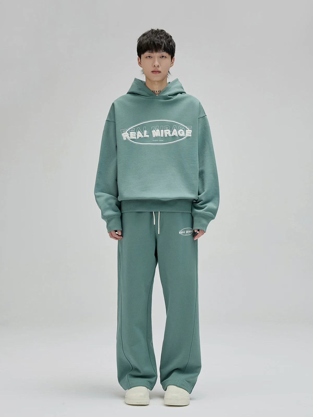 Terry Towel Embroidered Sweatshirt and Sweatpants Set