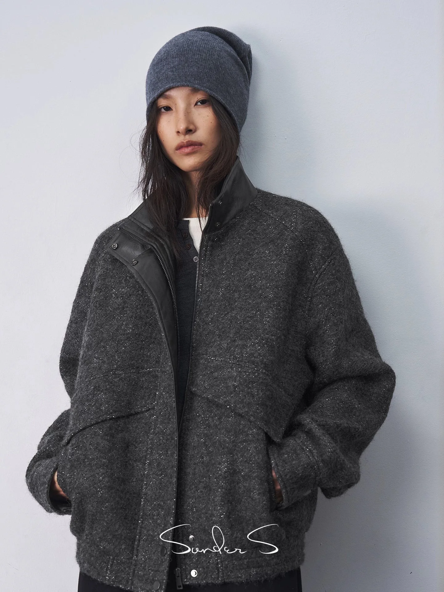 Textured Bouclé Stand-Collar Jacket - Image 2
