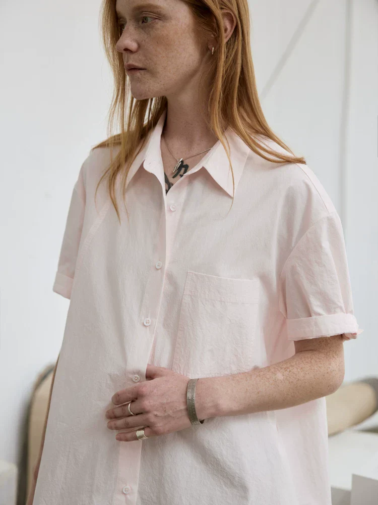 Textured Cotton Short-Sleeve Shirt Dress - Image 2