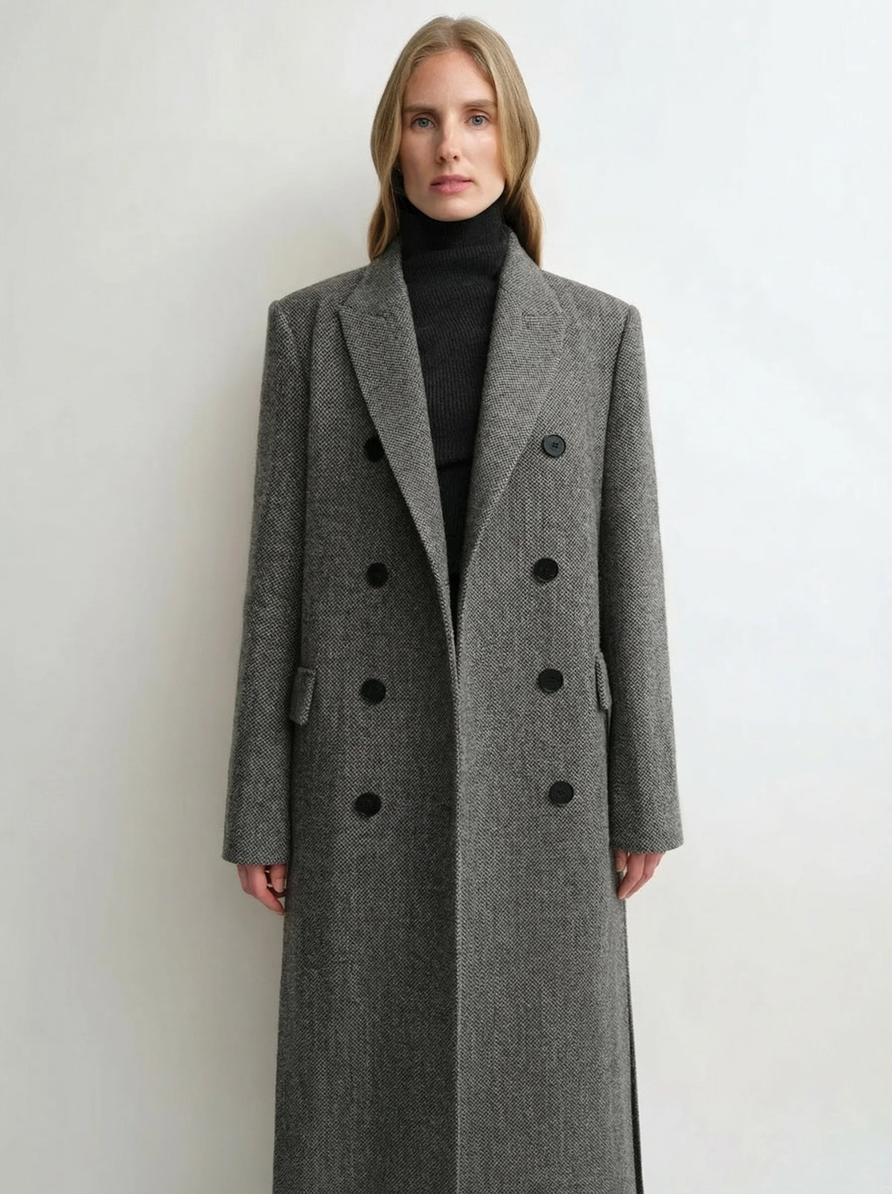 Textured Double-Breasted Coat