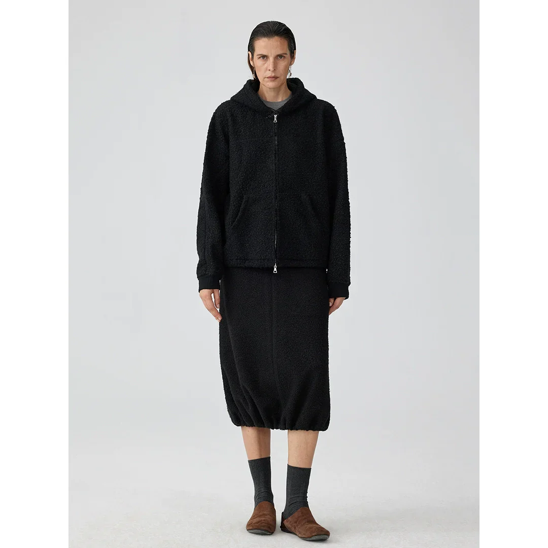 Textured Fleece Hooded Jacket