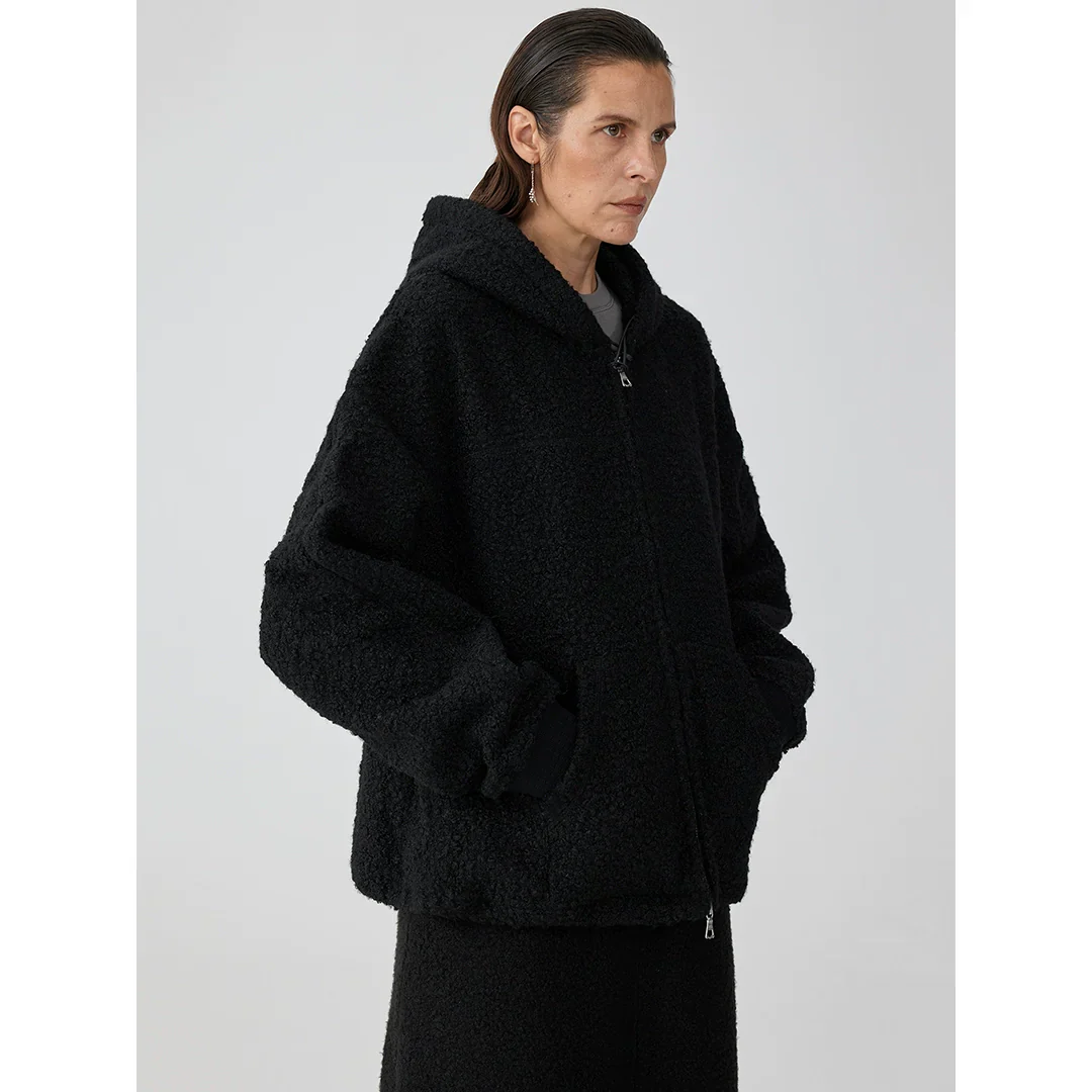 Textured Fleece Hooded Jacket - Image 2
