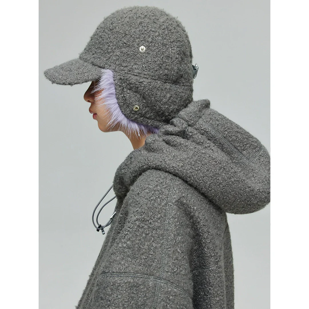 Textured Fleece Hooded Jacket - Image 3