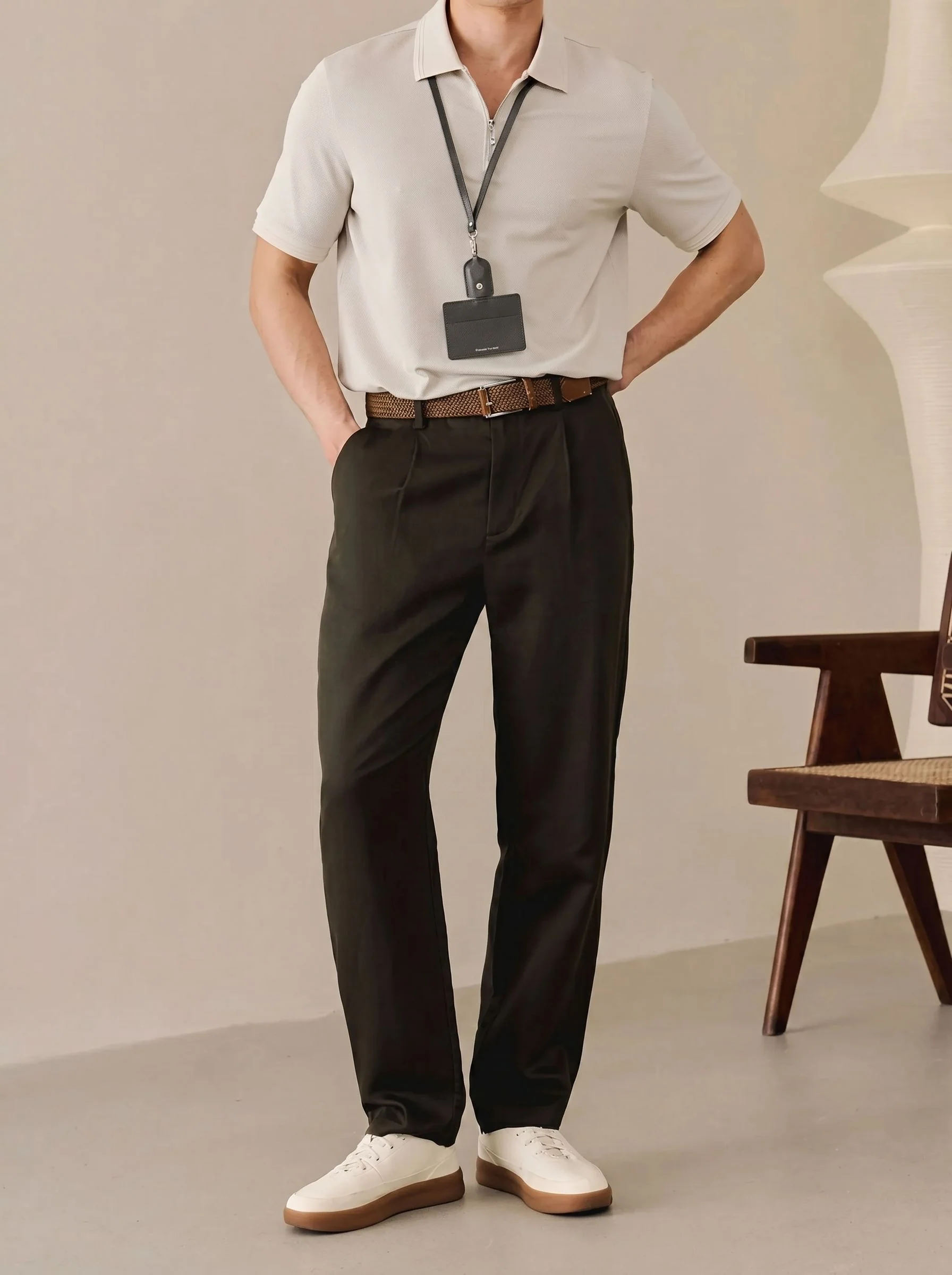 Textured Half-Zip Polo - Image 2
