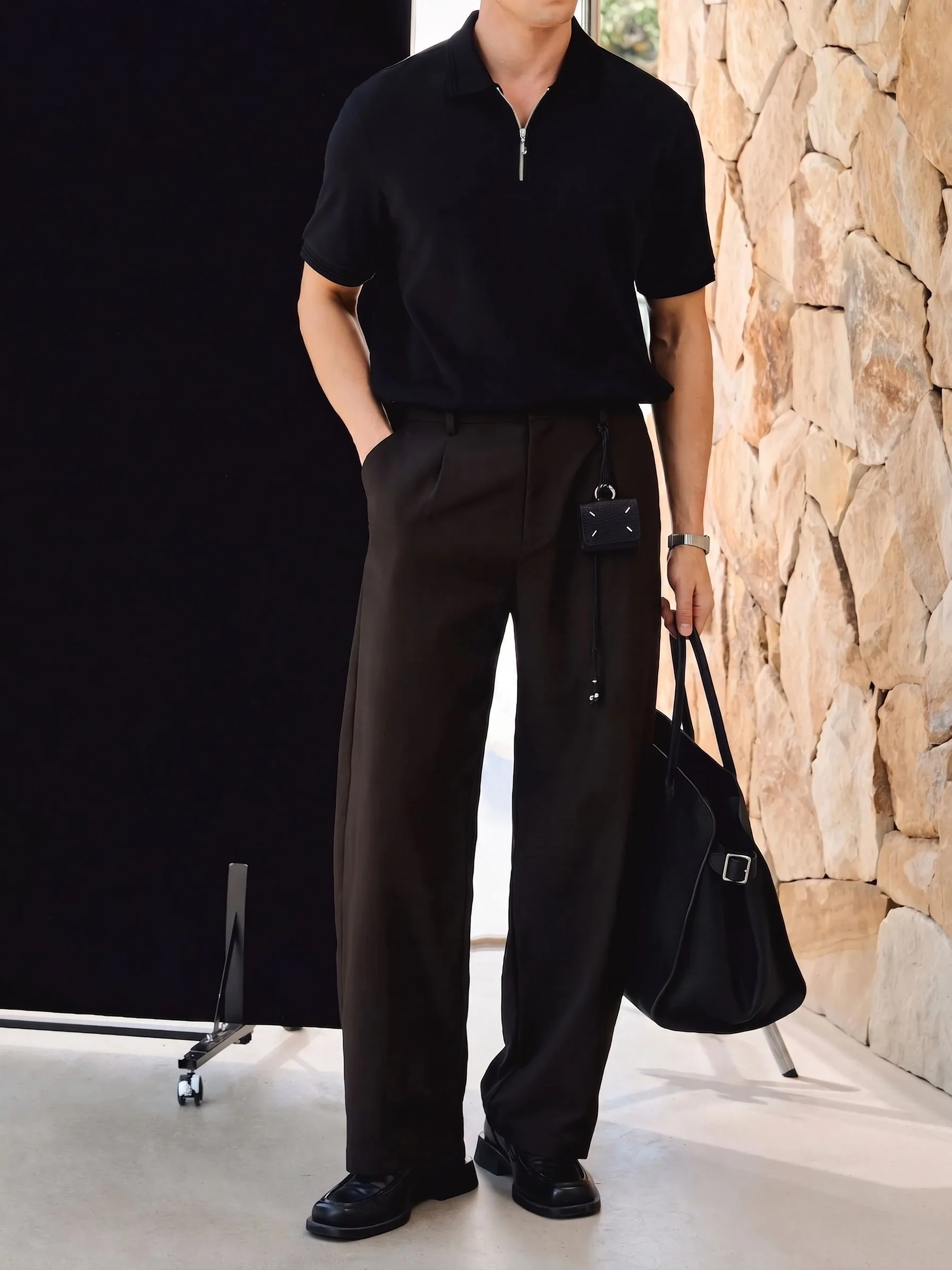 Textured Half-Zip Polo - Image 4
