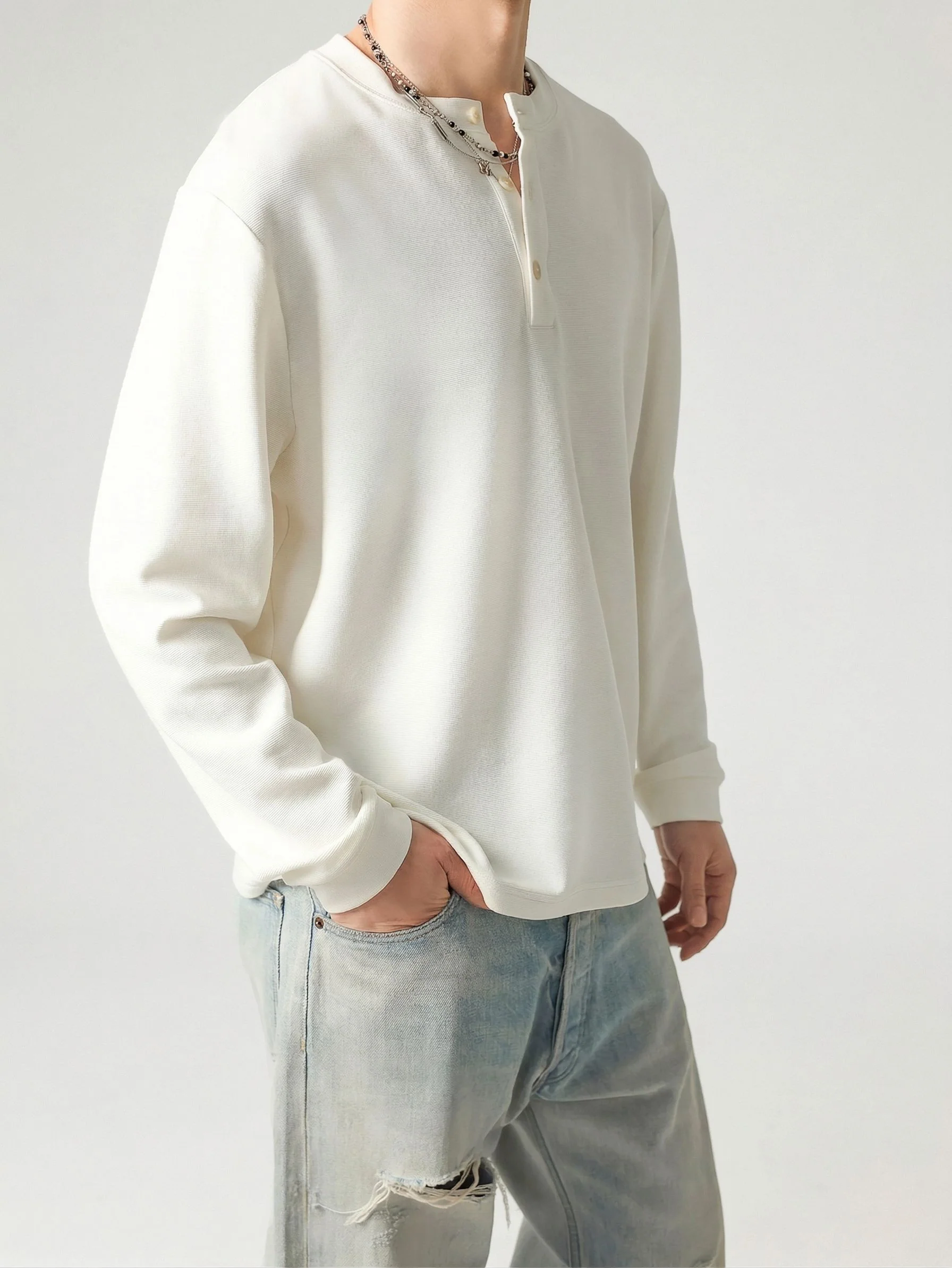 Textured Henley Top
