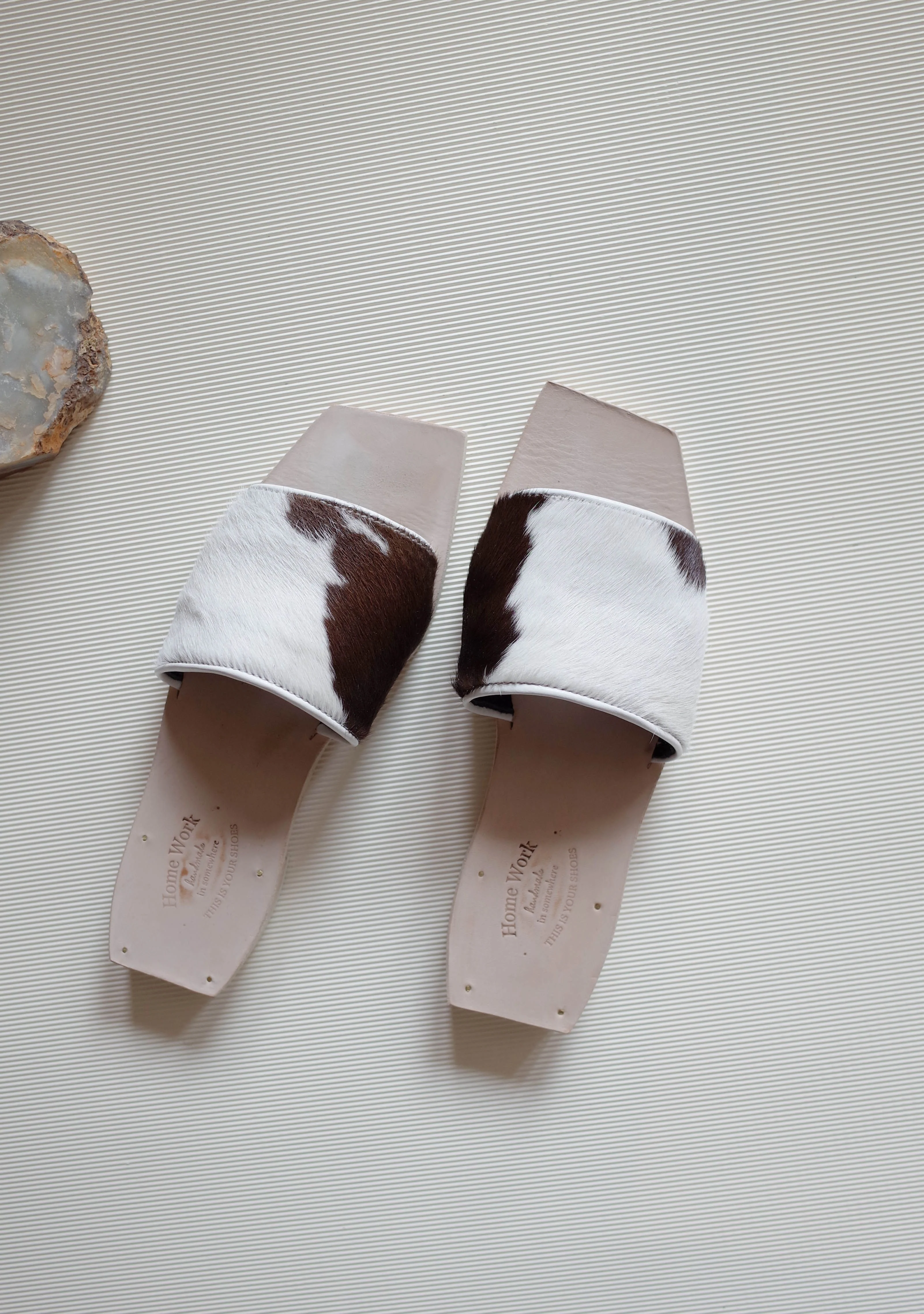 Textured Horse Hair Leather Slippers