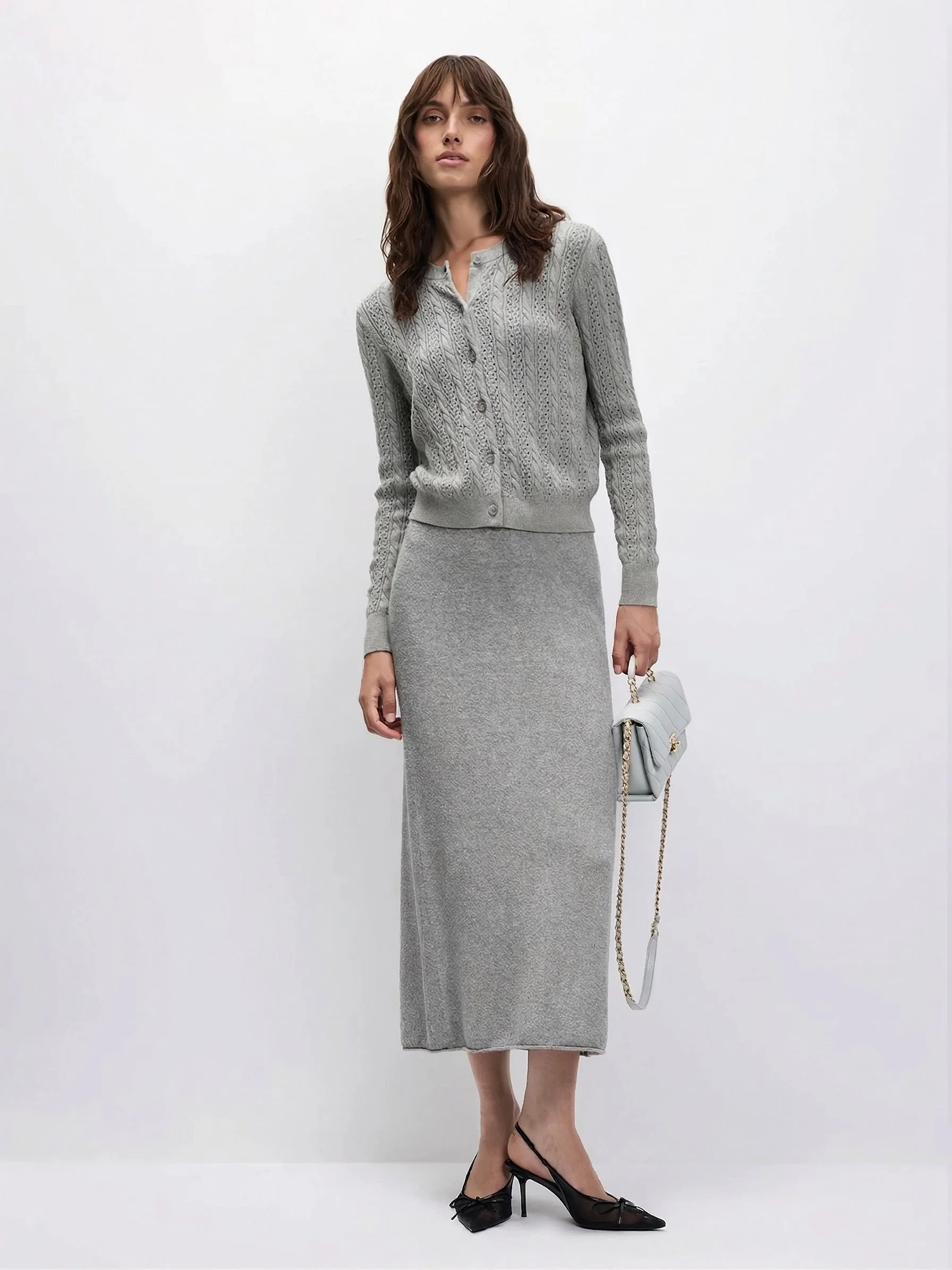 Textured Knit Midi Skirt - Image 7