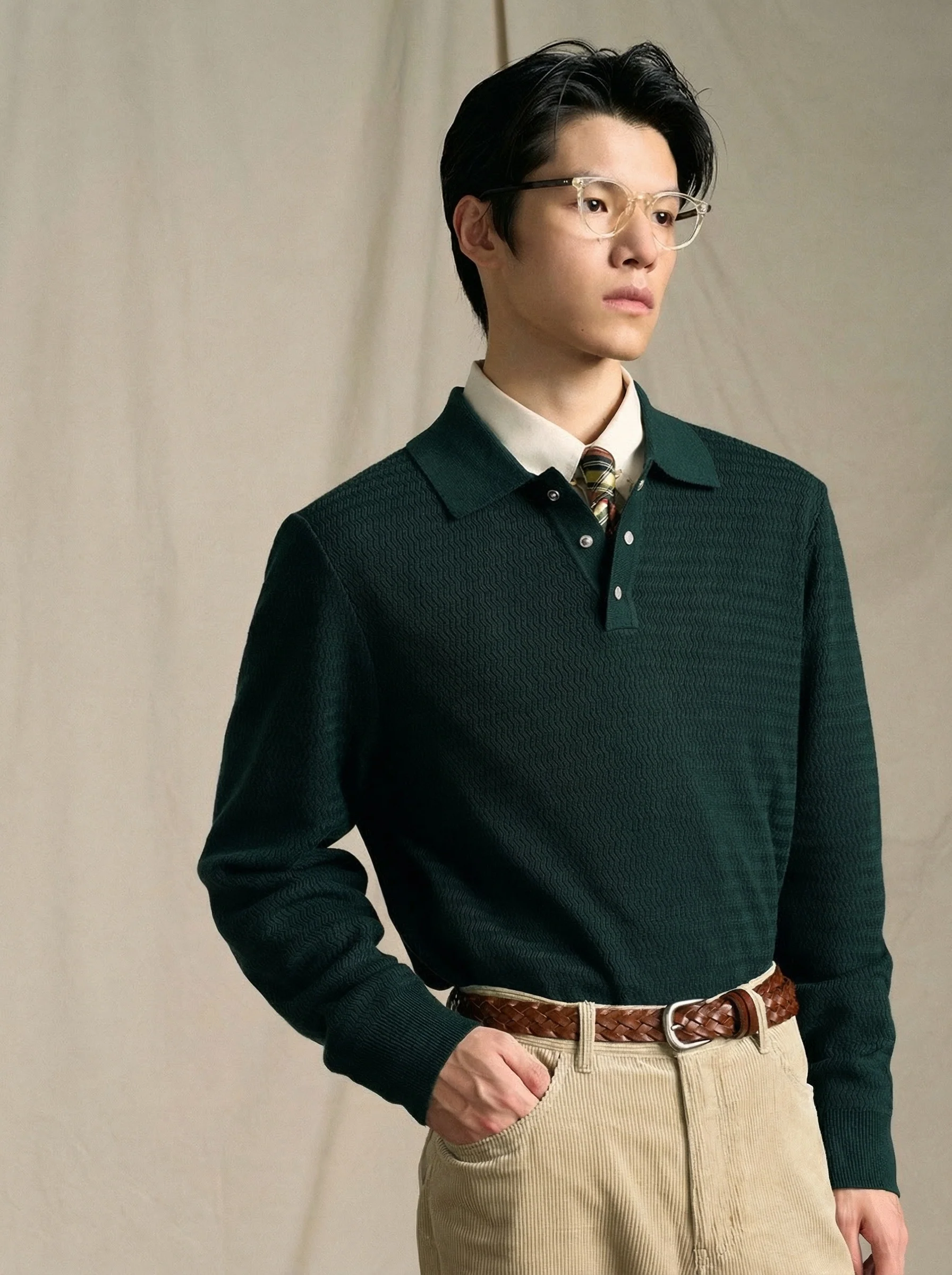 Textured Knit Polo - Image 2