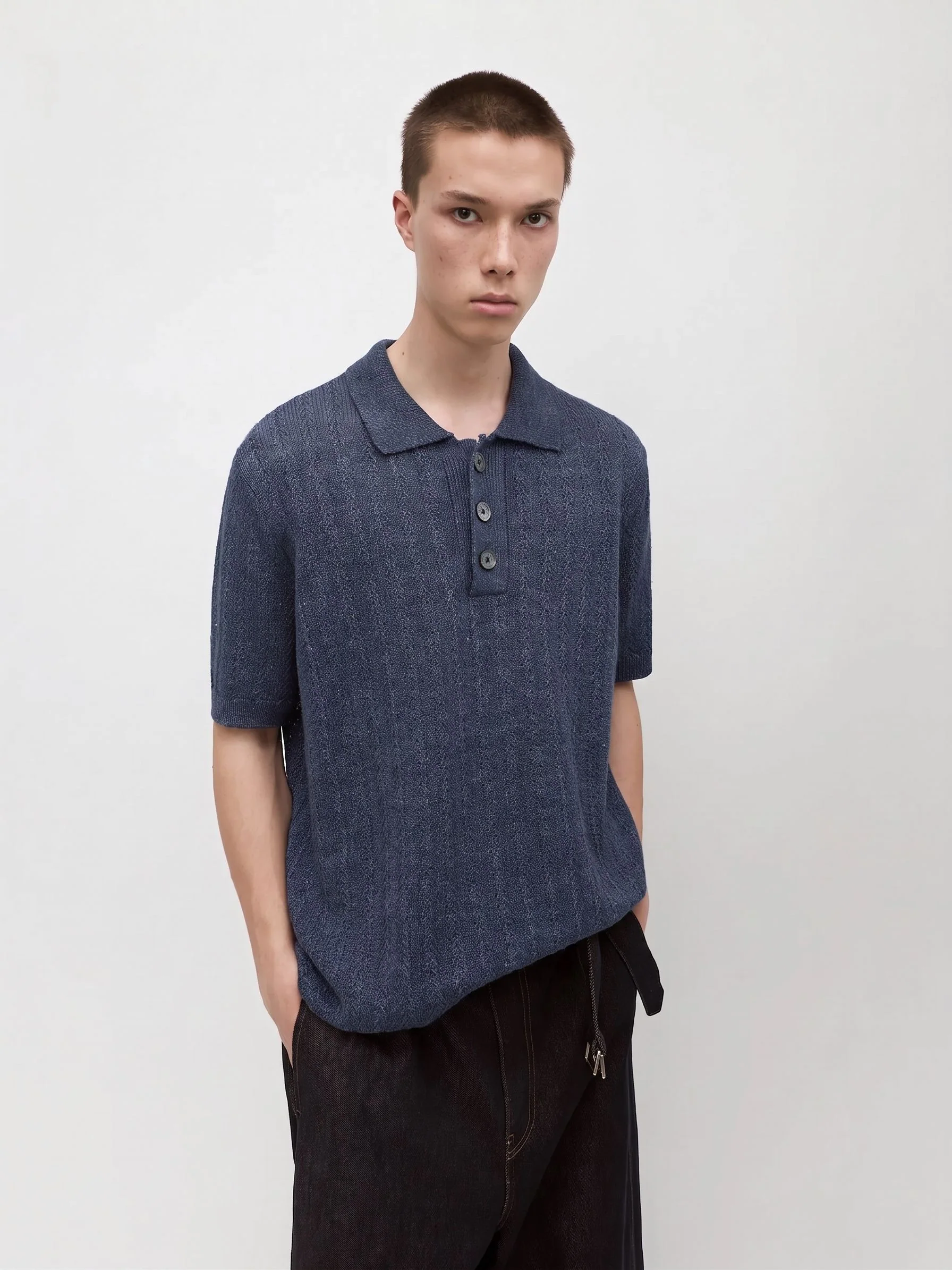 Textured Knit Polo - Image 3