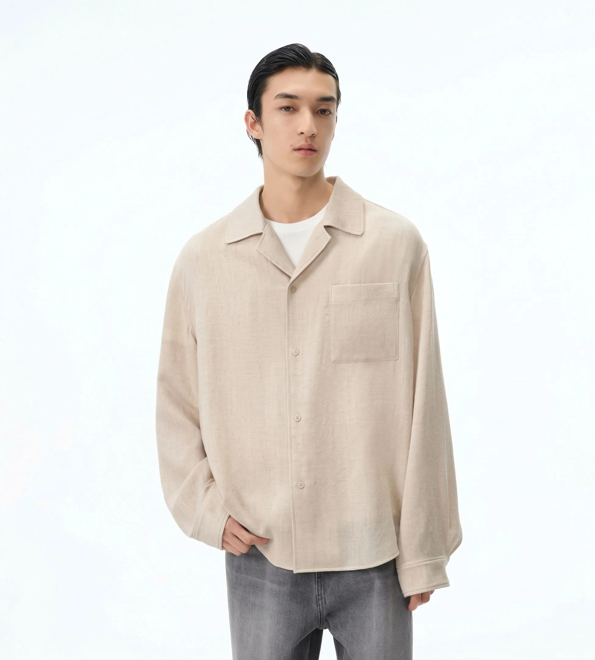 Textured Lyocell-Wool Convertible Shirt - Image 5