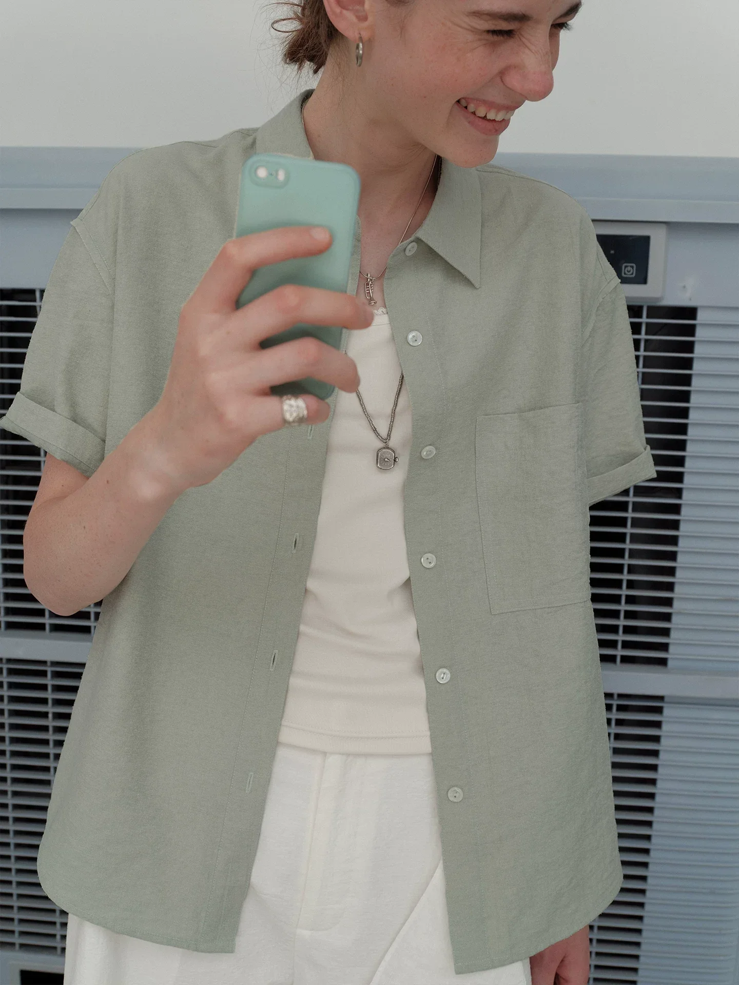 Textured Mulberry Silk Short-Sleeve Shirt