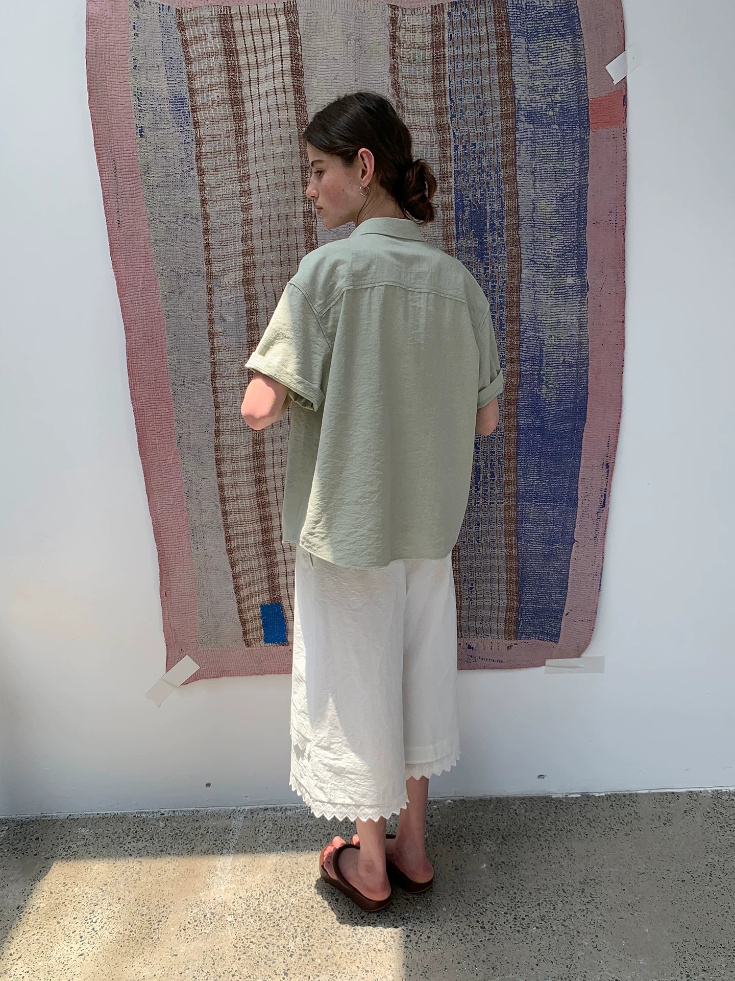 Textured Mulberry Silk Short-Sleeve Shirt - Image 6