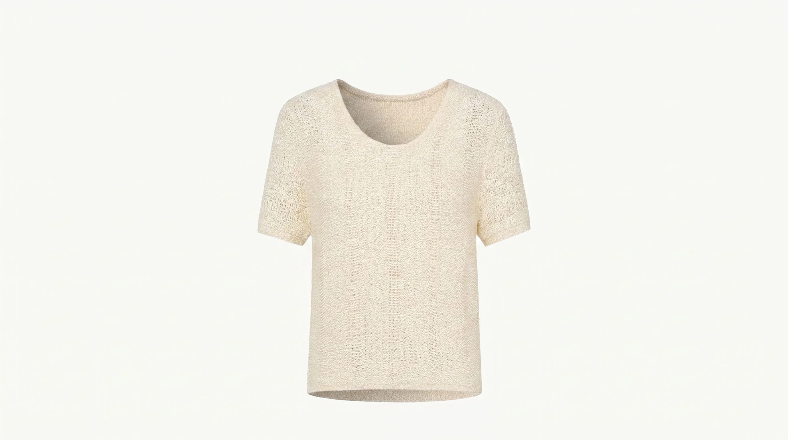 Textured Mulberry Silk U-Neck Tee - Image 5