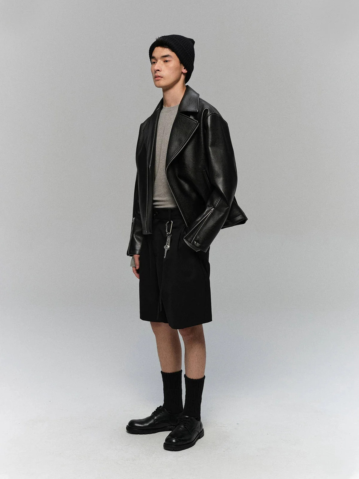 Textured PU Moto Jacket - Image 2