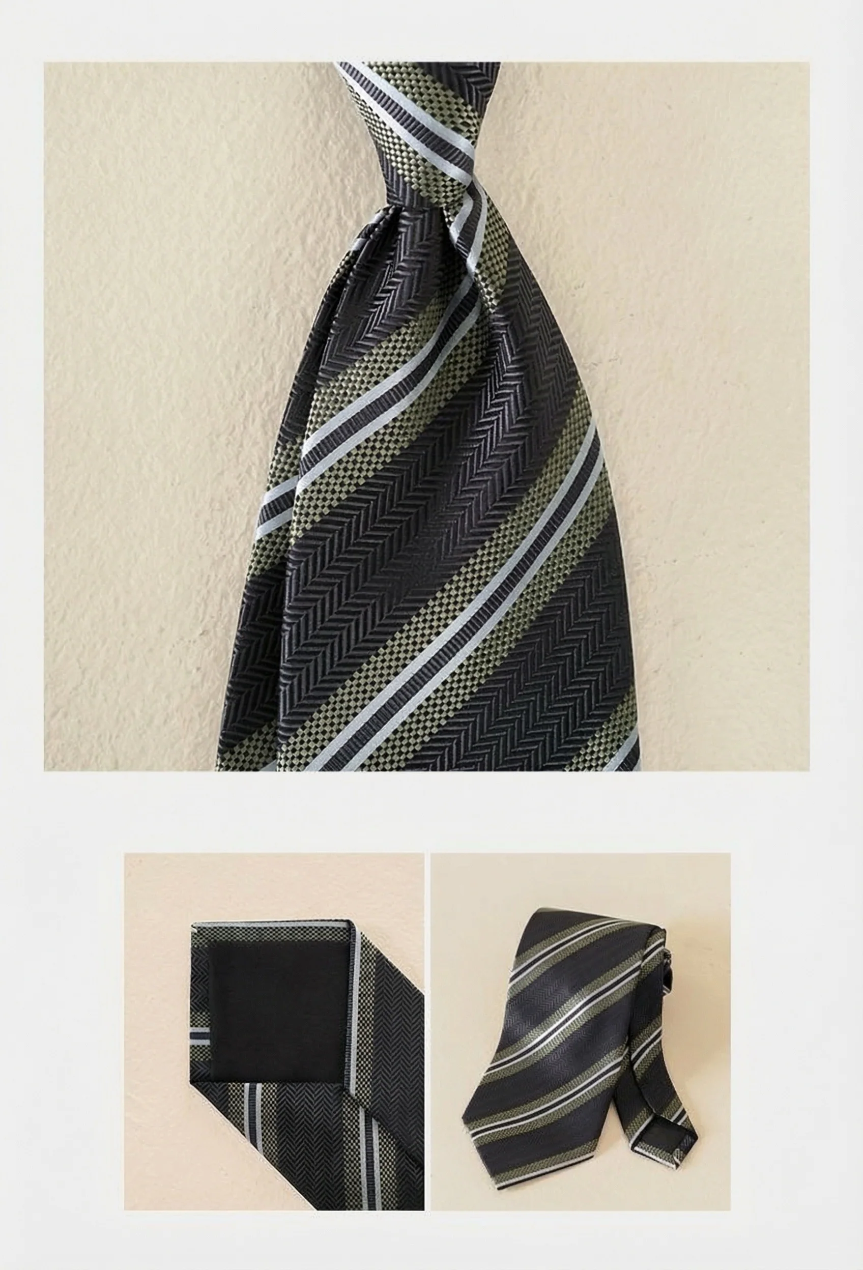 Textured Striped Necktie - Image 11
