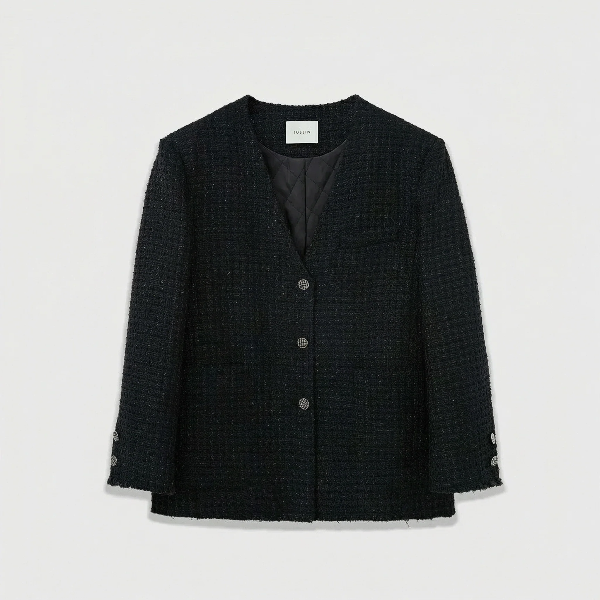 Textured Tweed V-Neck Jacket - Image 6