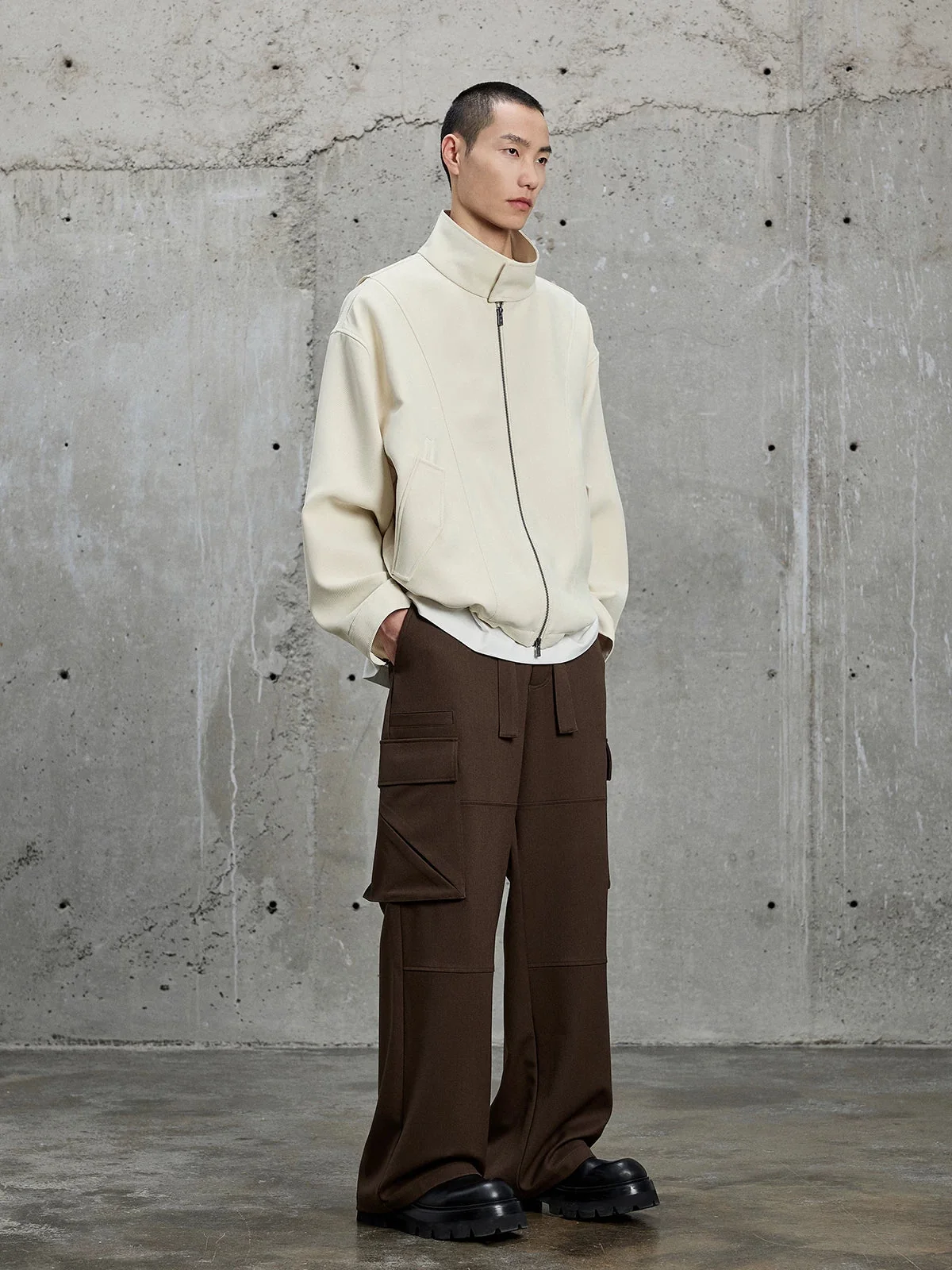Textured Twill Funnel-Neck Jacket - Image 4