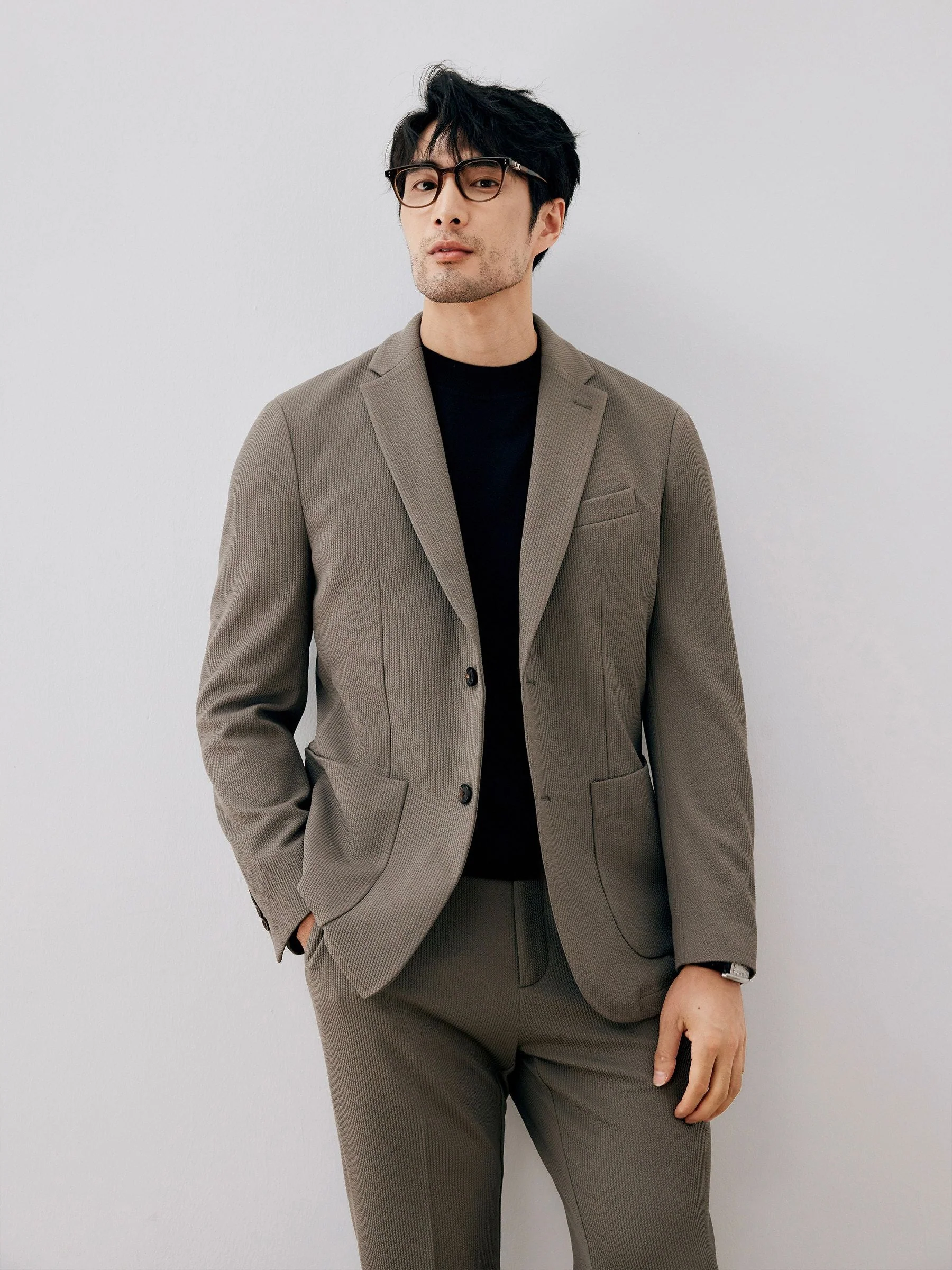 Textured Two-Button Blazer - Image 2