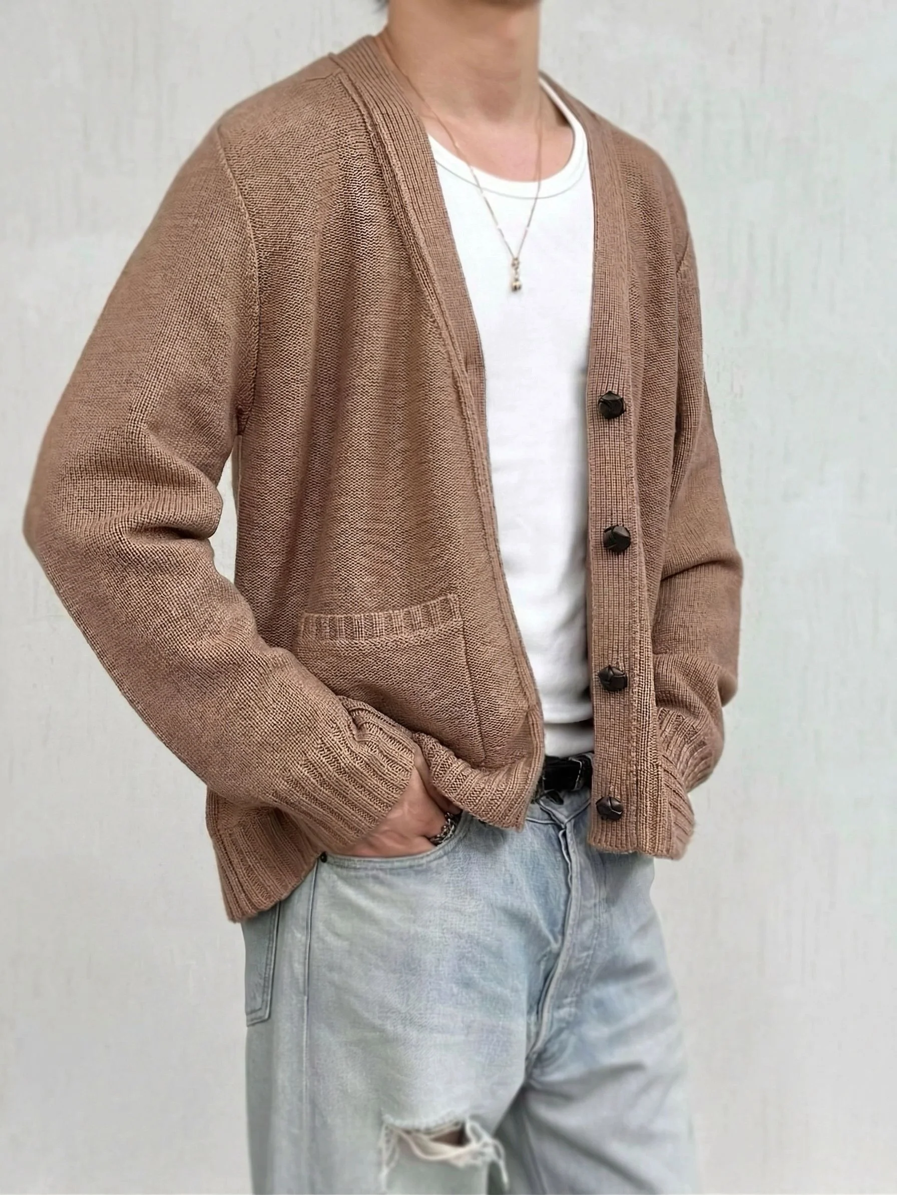 Textured V-Neck Cardigan