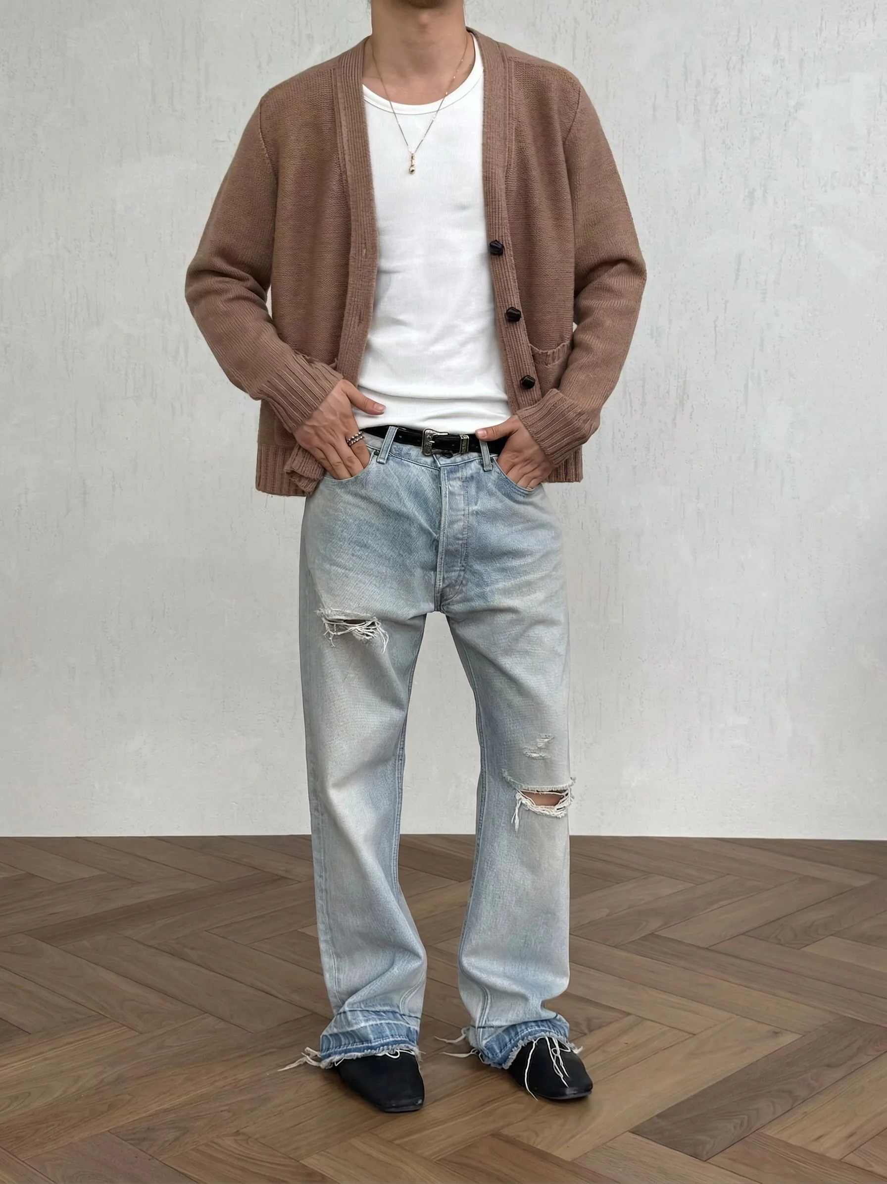 Textured V-Neck Cardigan - Image 6