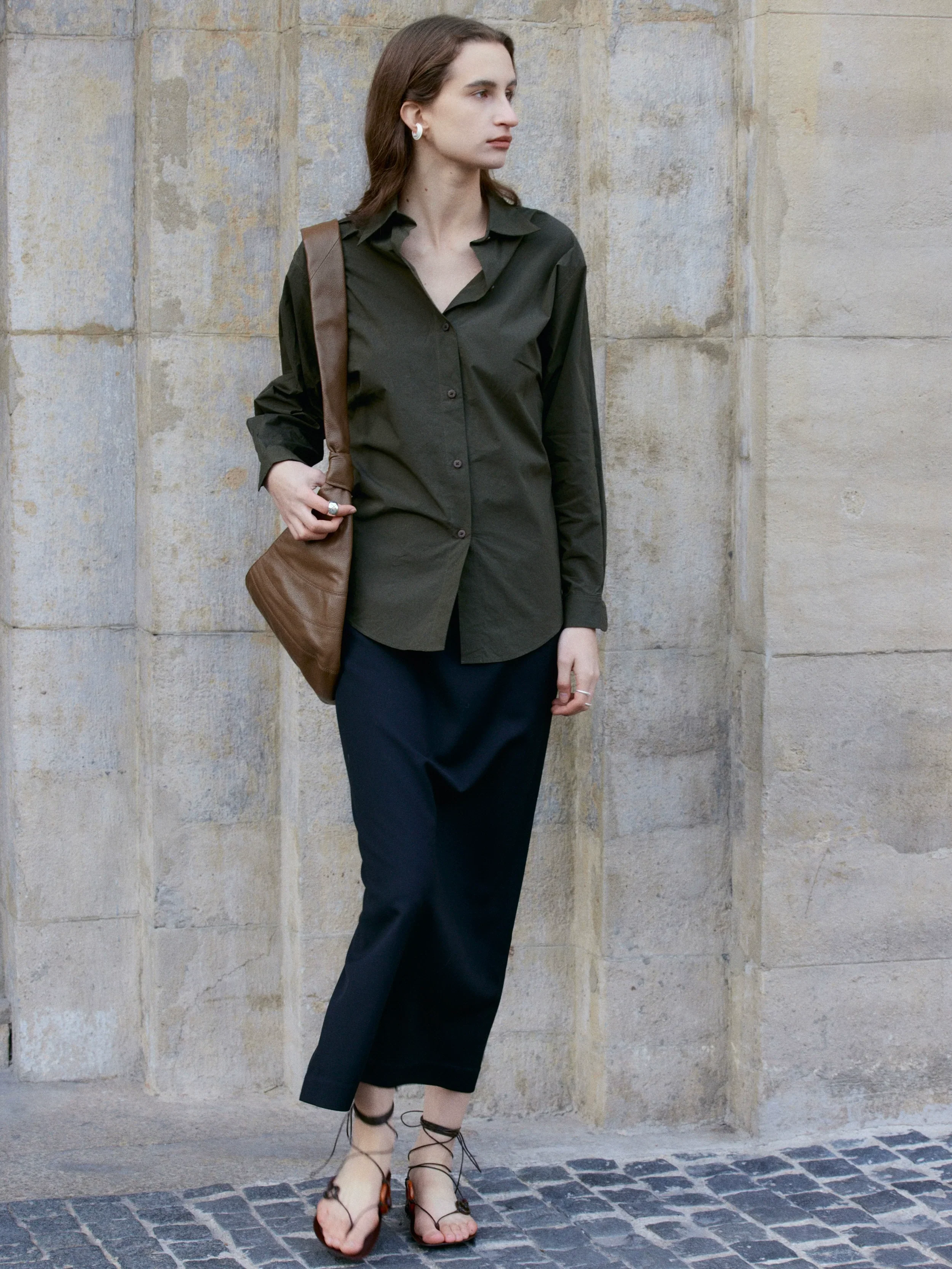 Textured Waist Loose Shirt