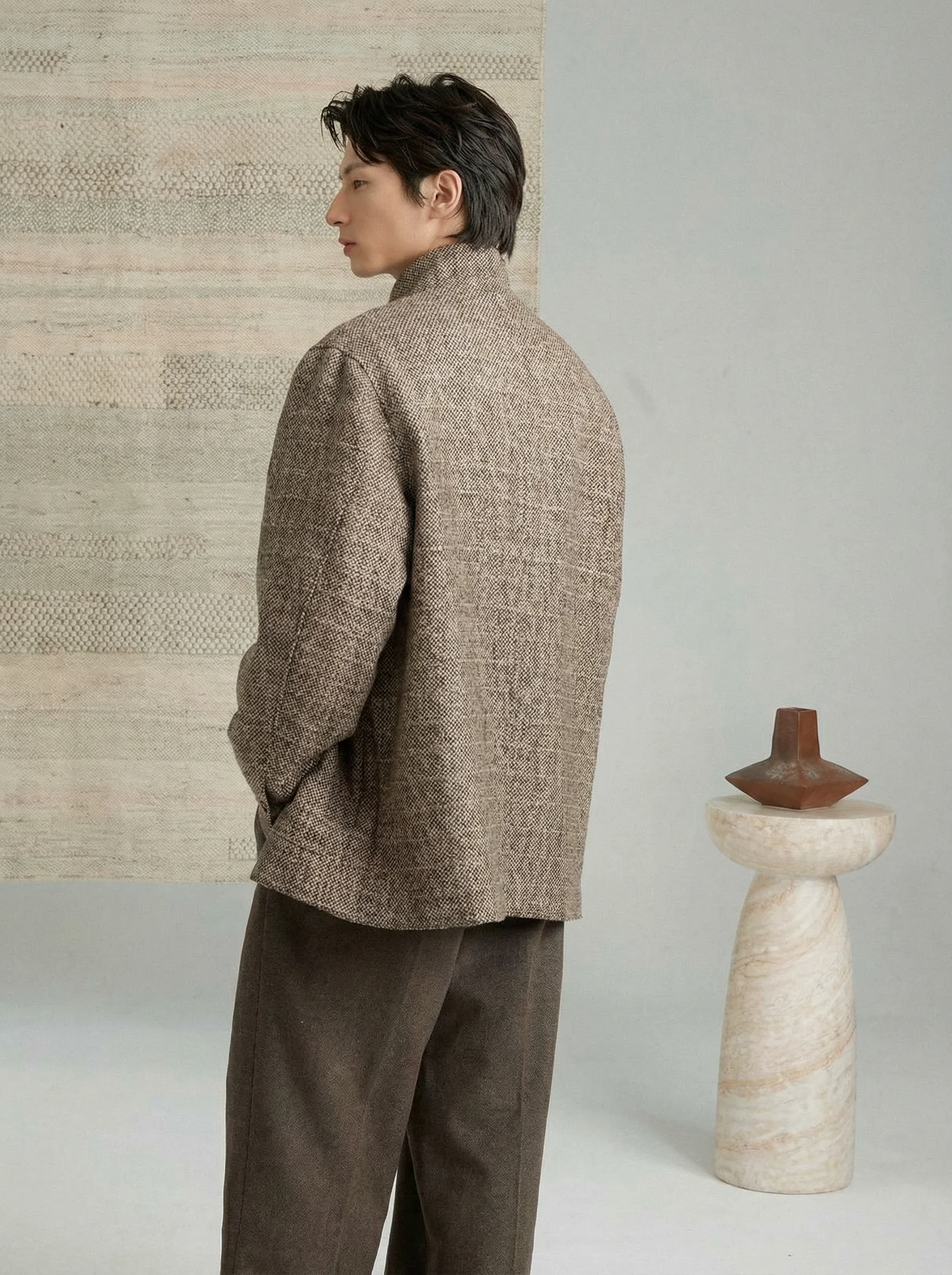 Textured Wool Stand-Collar Jacket - Image 4