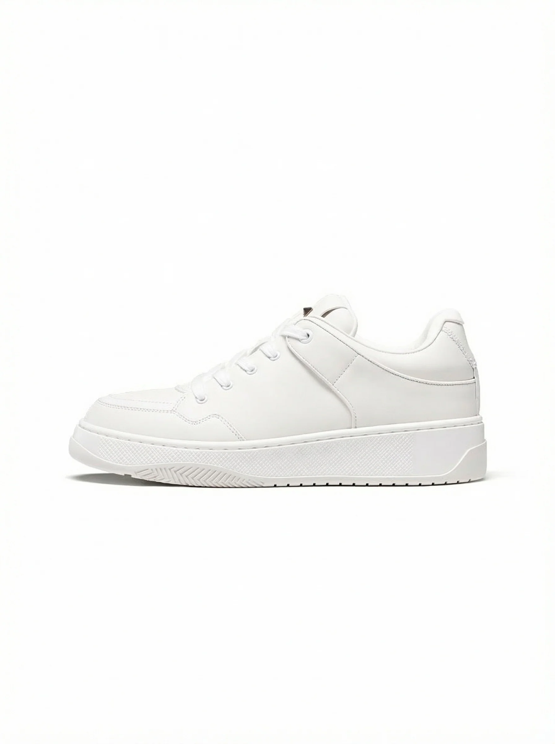 Thick-Soled White Leather Sneakers