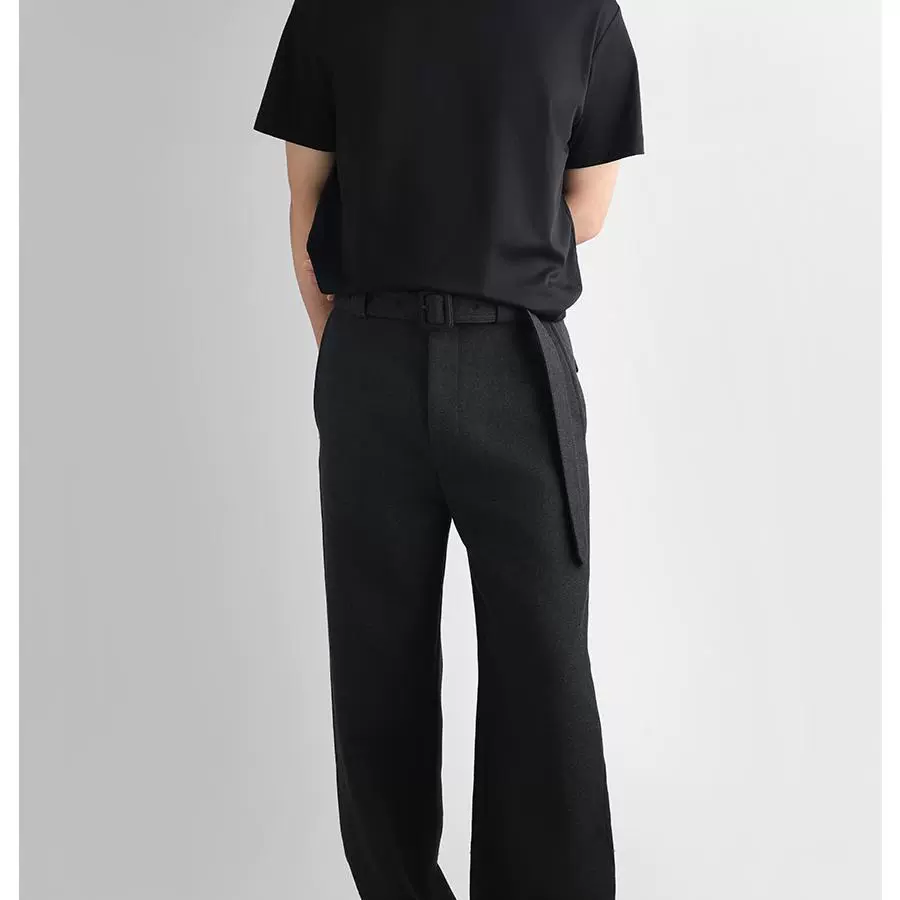 Thickened Wool Belted Trousers - Image 2
