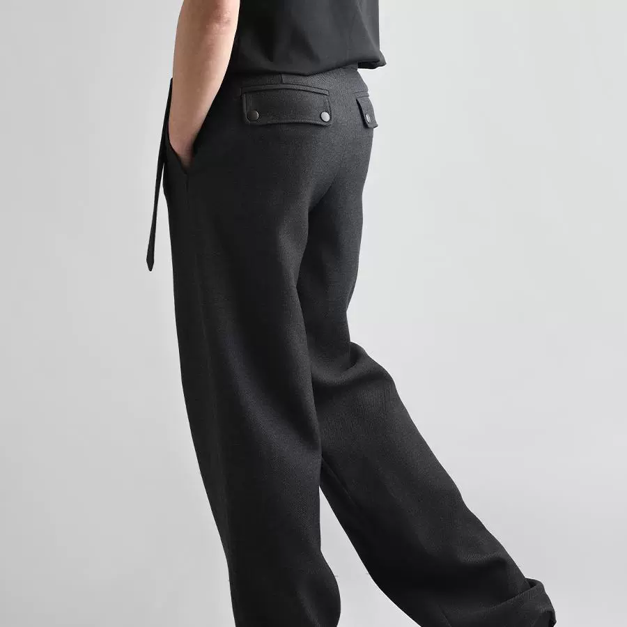 Thickened Wool Belted Trousers - Image 4