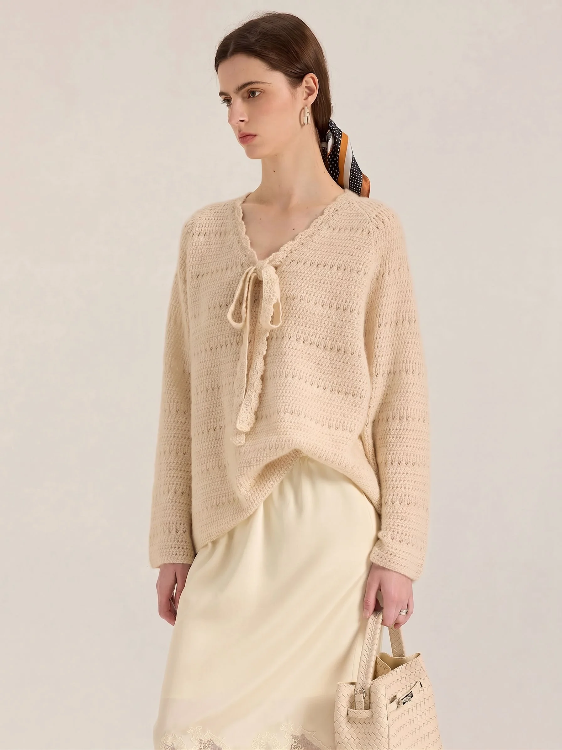 Tie-Front Cashmere Sweater