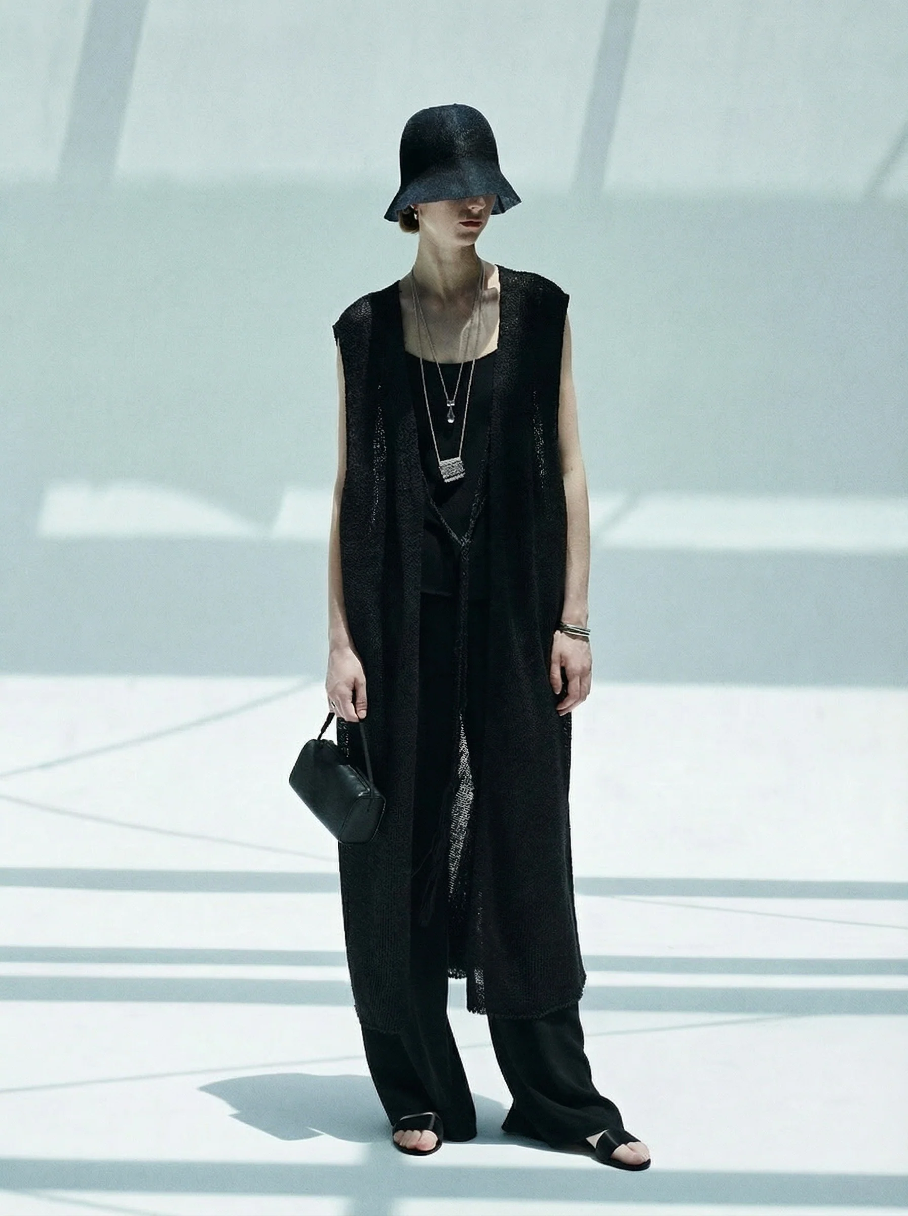 Tie-Front Open-Knit Long Vest - Image 5