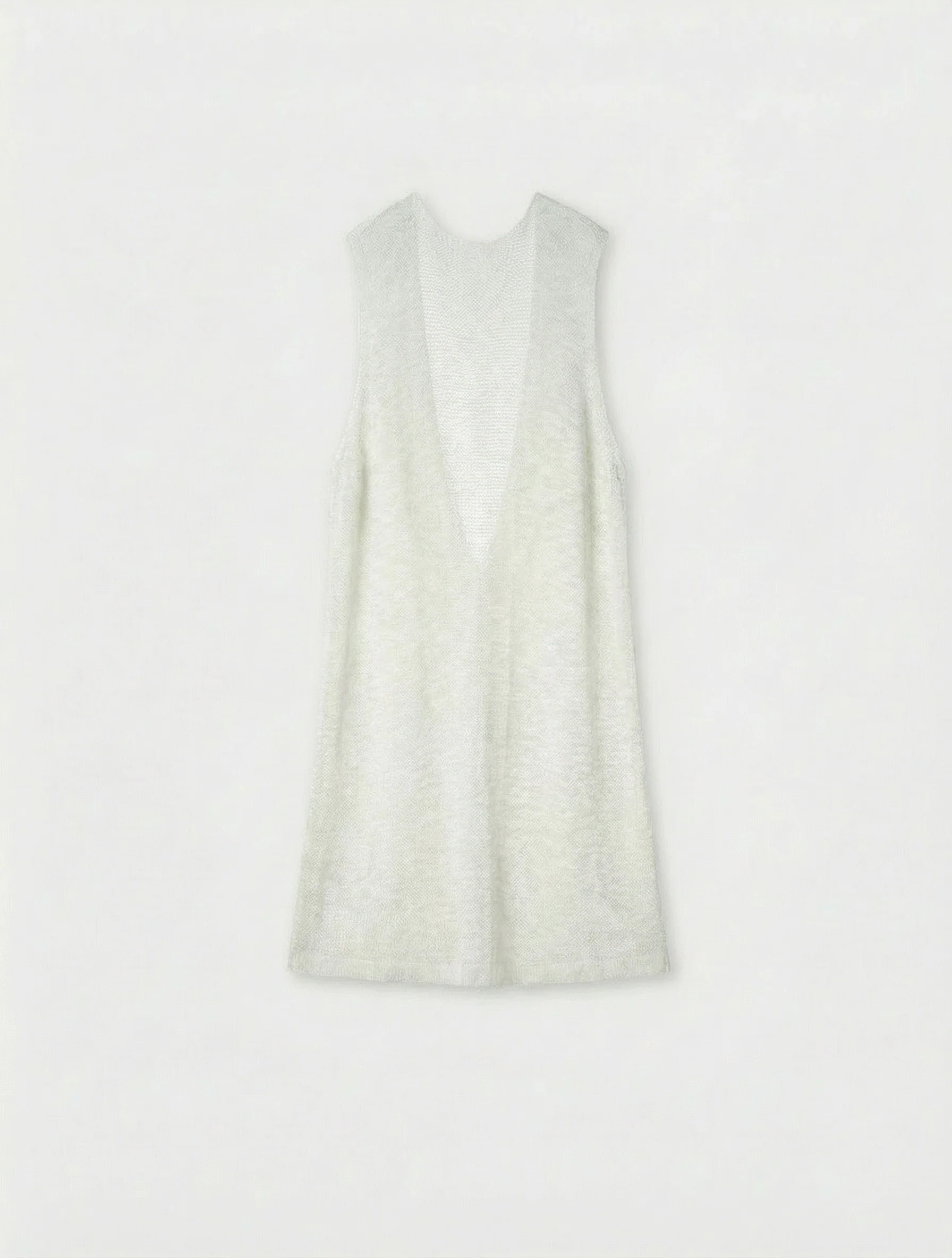 Tie-Front Open-Knit Long Vest - Image 6