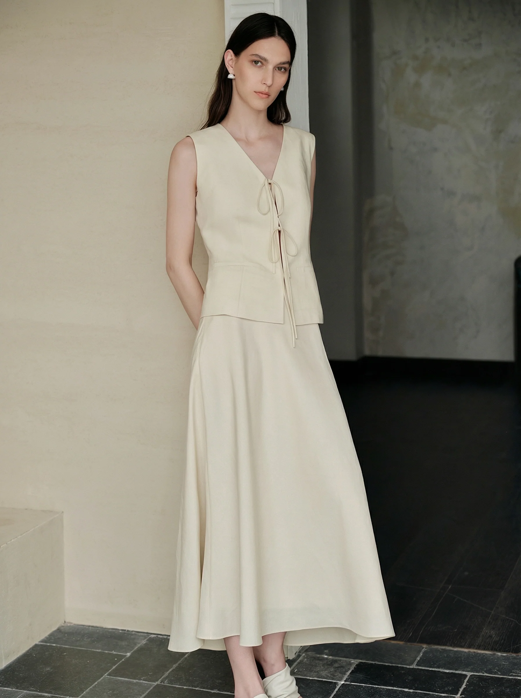 Tie-Front Vest & Fishtail Skirt Set - Image 2