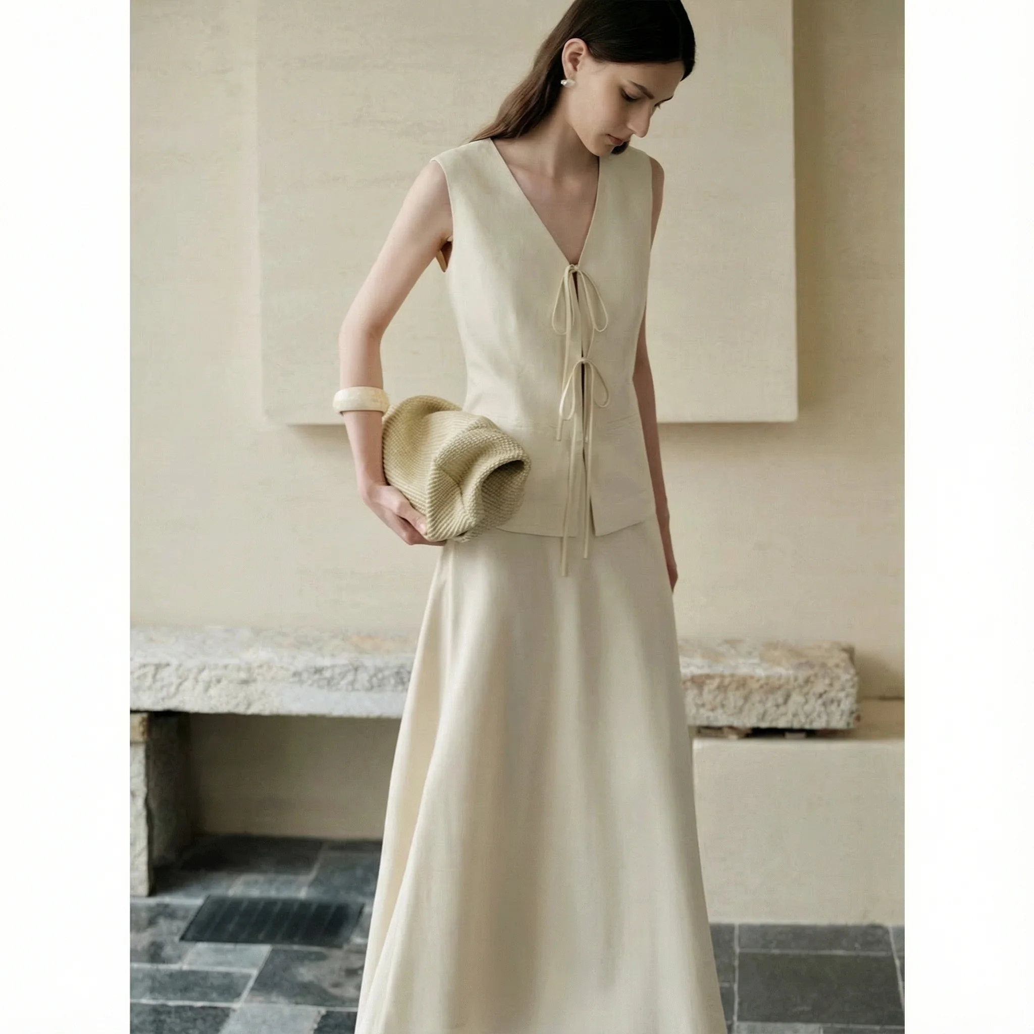 Tie-Front Vest & Fishtail Skirt Set - Image 4