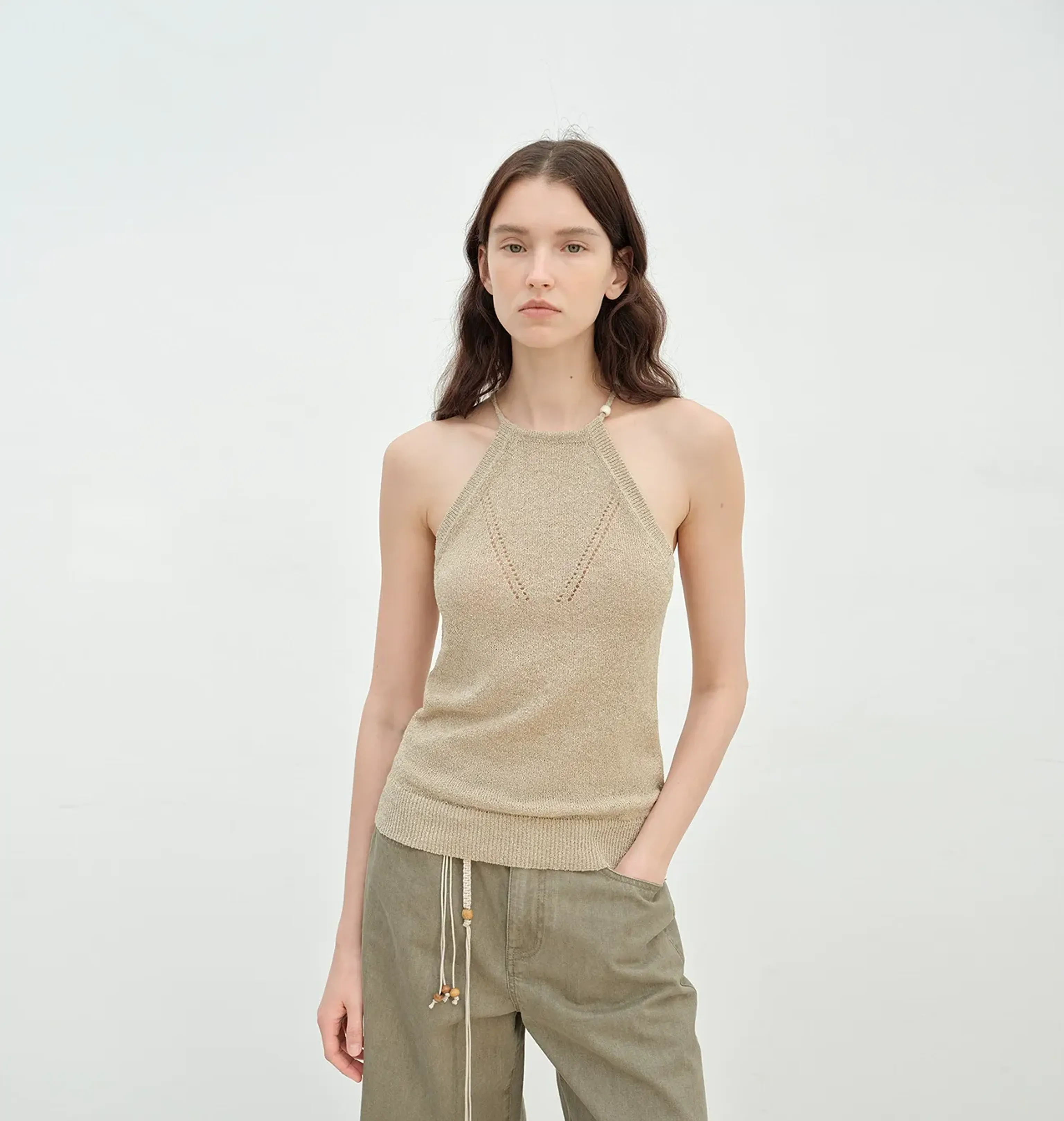 Tie Halter Knitted Camisole - Image 6