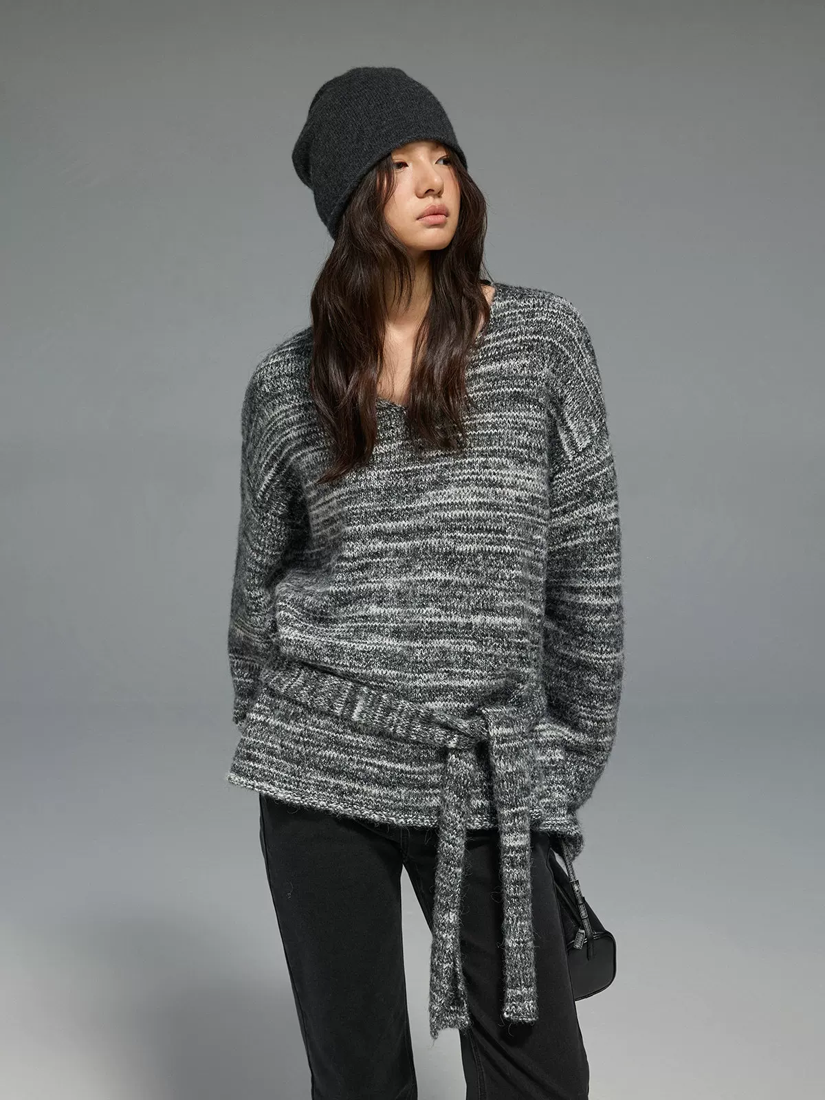 Tie-Neck Knit Sweater