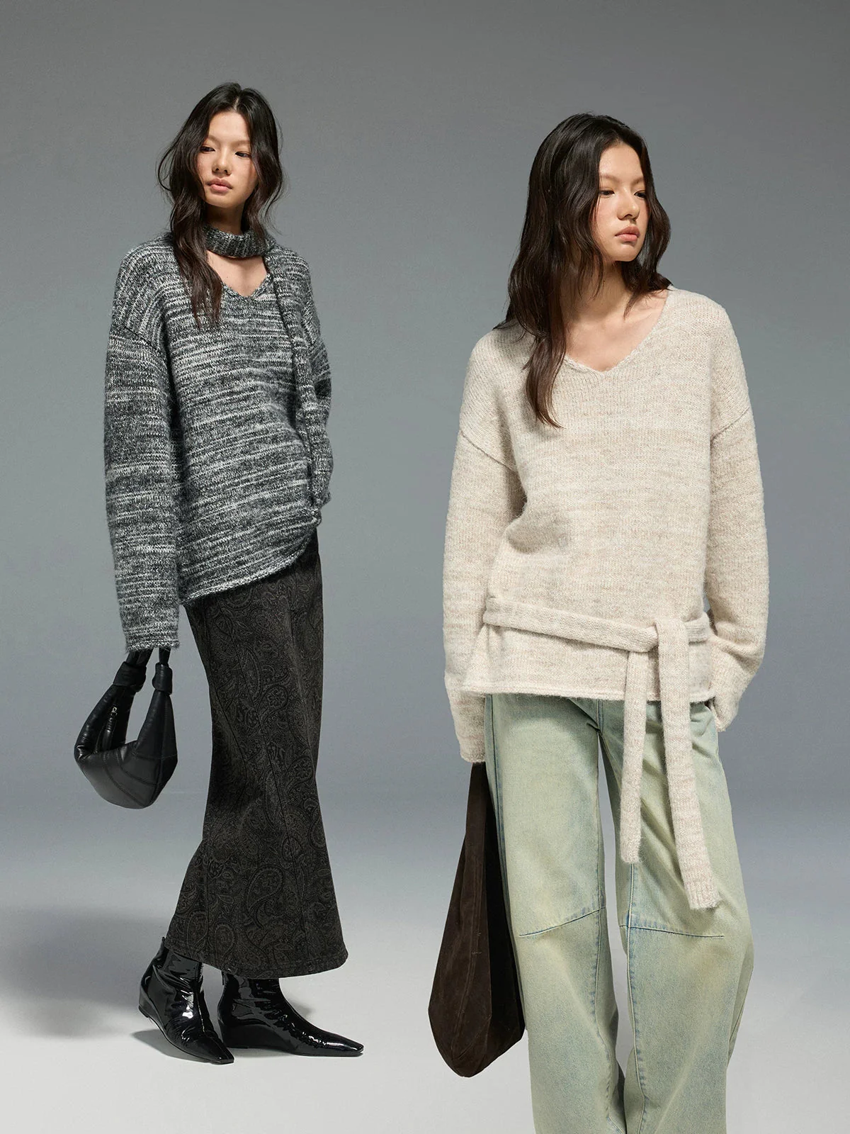 Tie-Neck Knit Sweater - Image 2