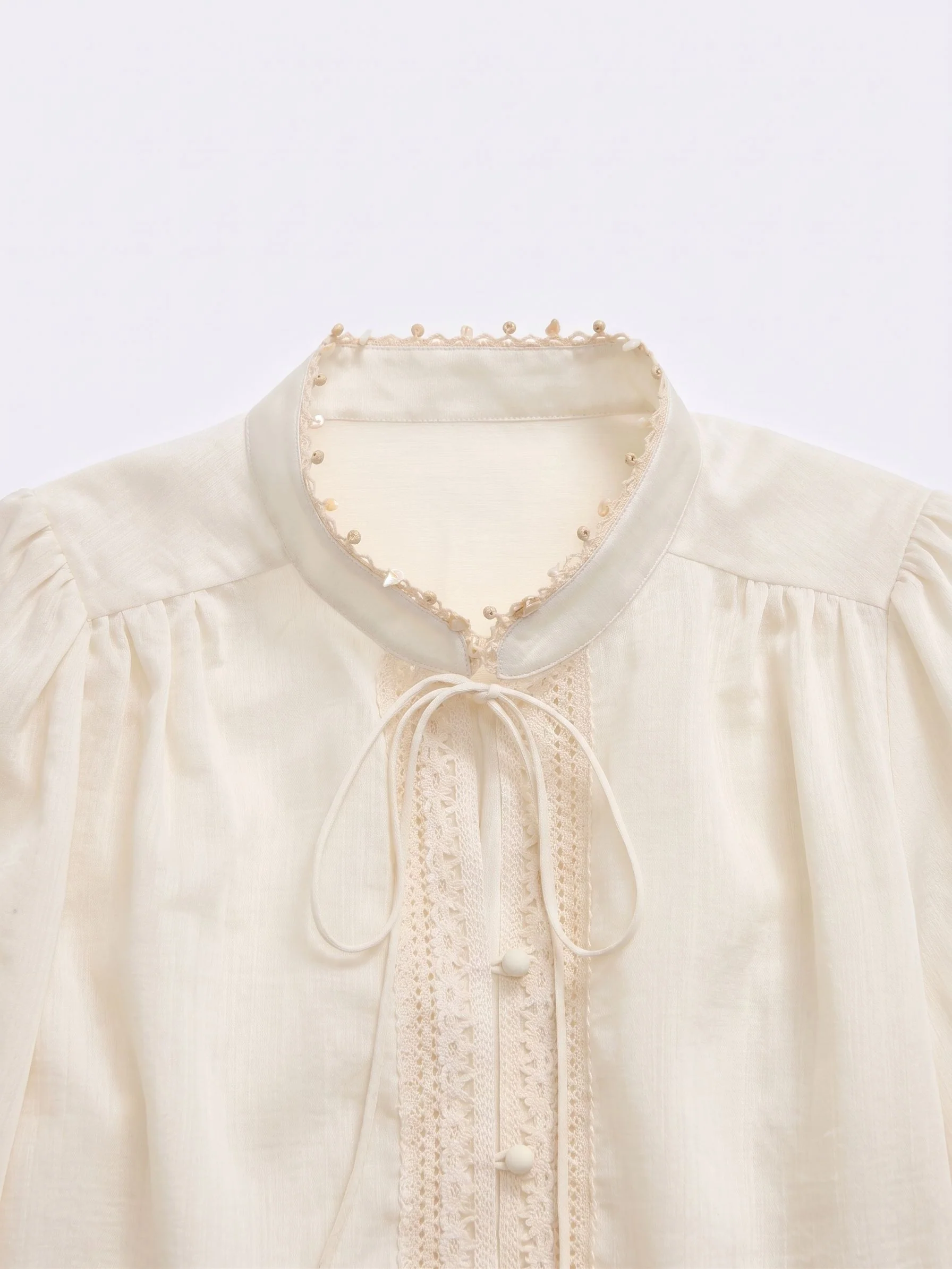 Tie-Neck Lace Blouse