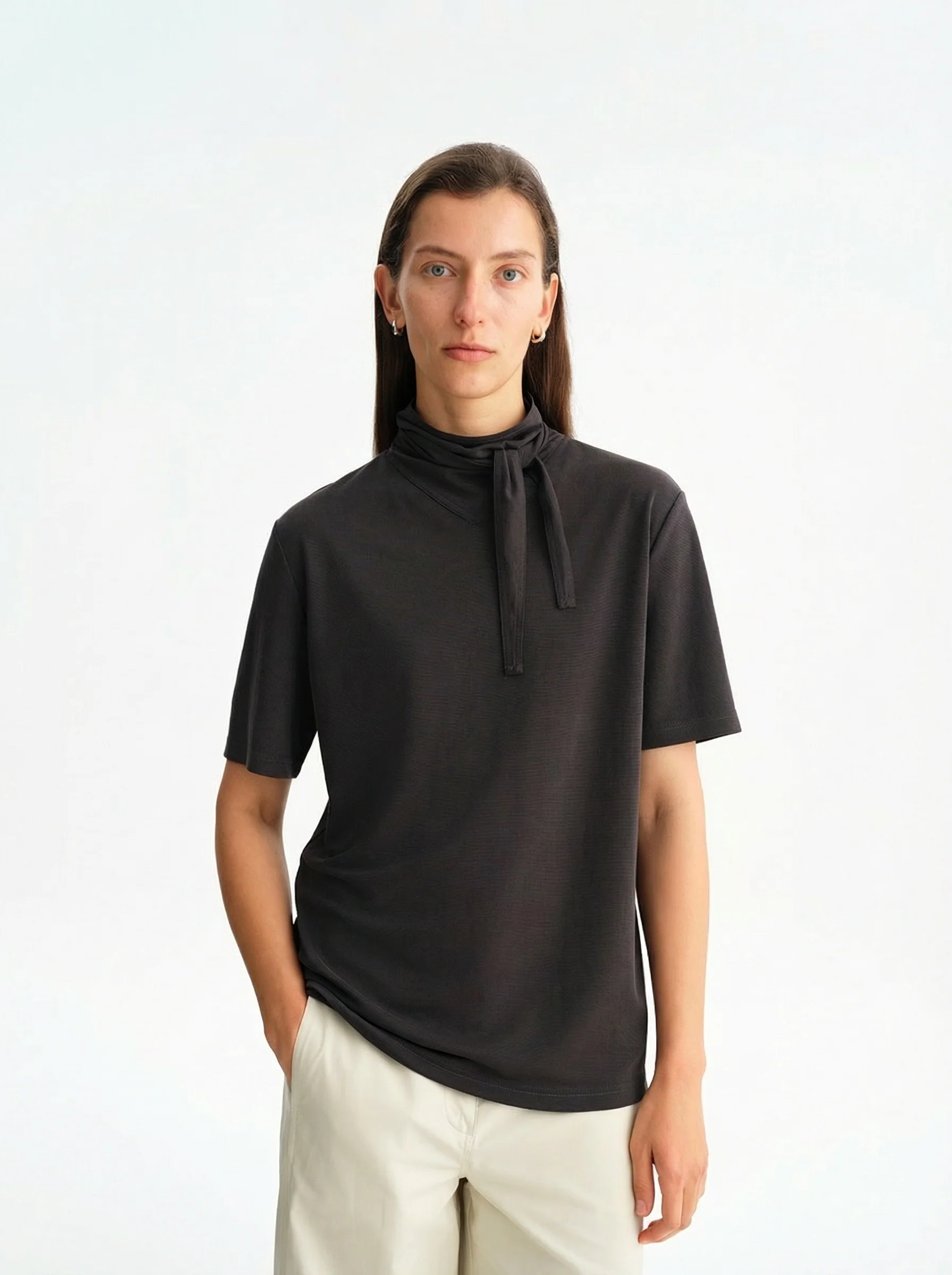 Tie-Neck Mock Tee - Image 3
