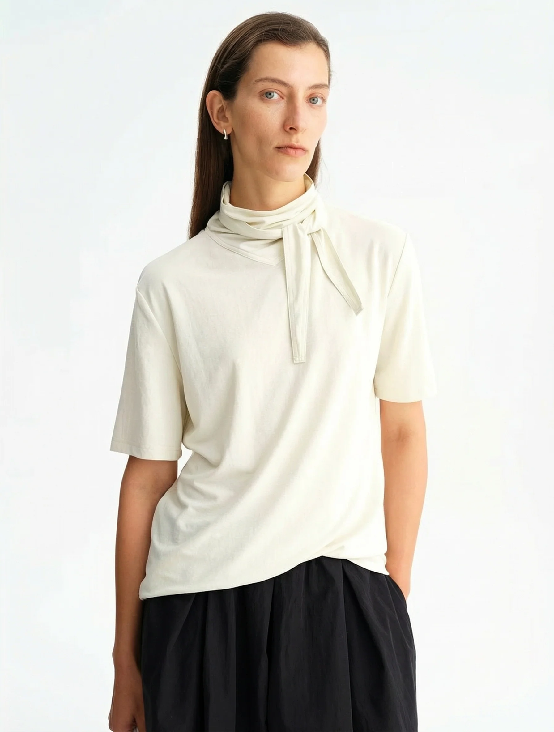 Tie-Neck Mock Tee - Image 5