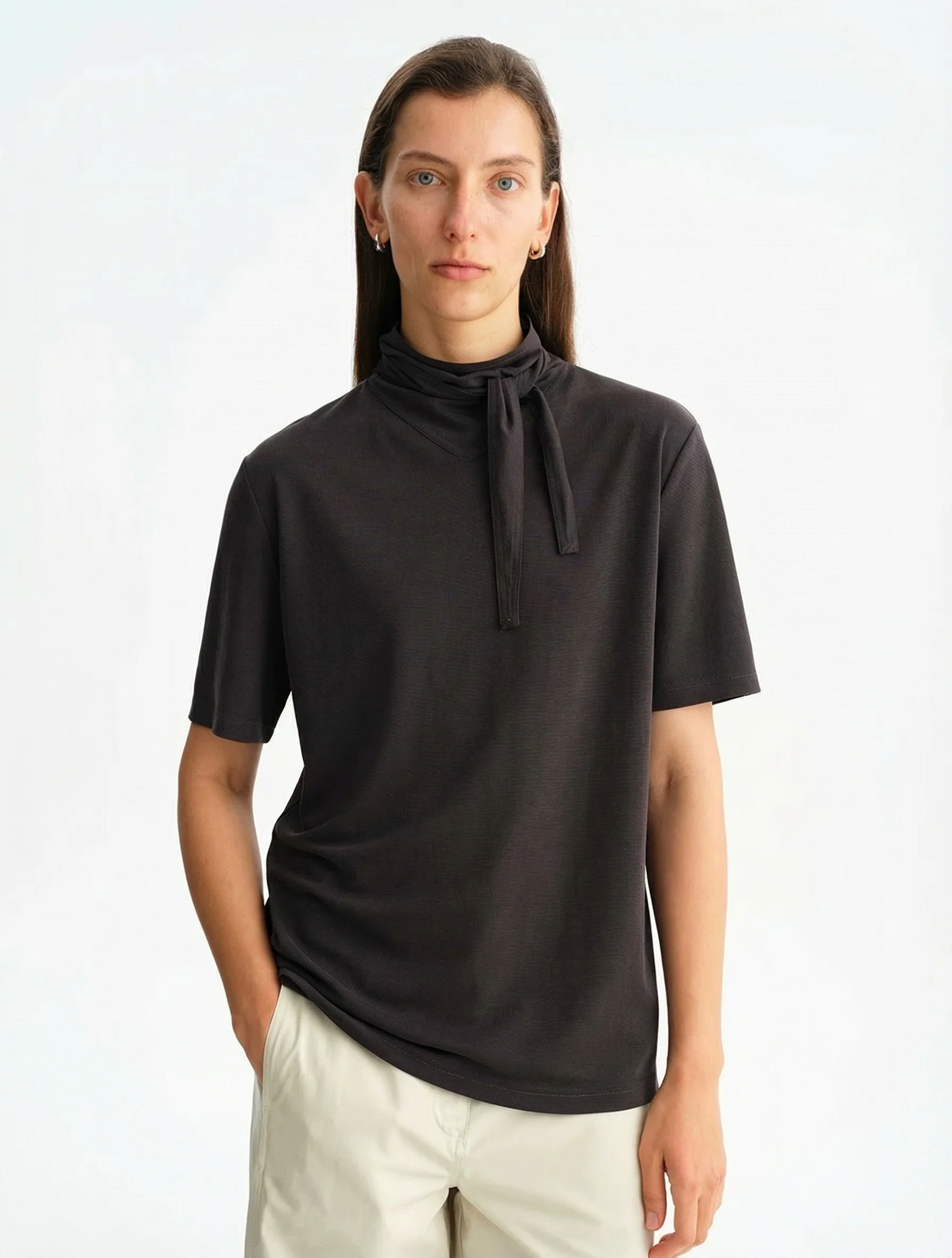 Tie-Neck Mock Tee - Image 6